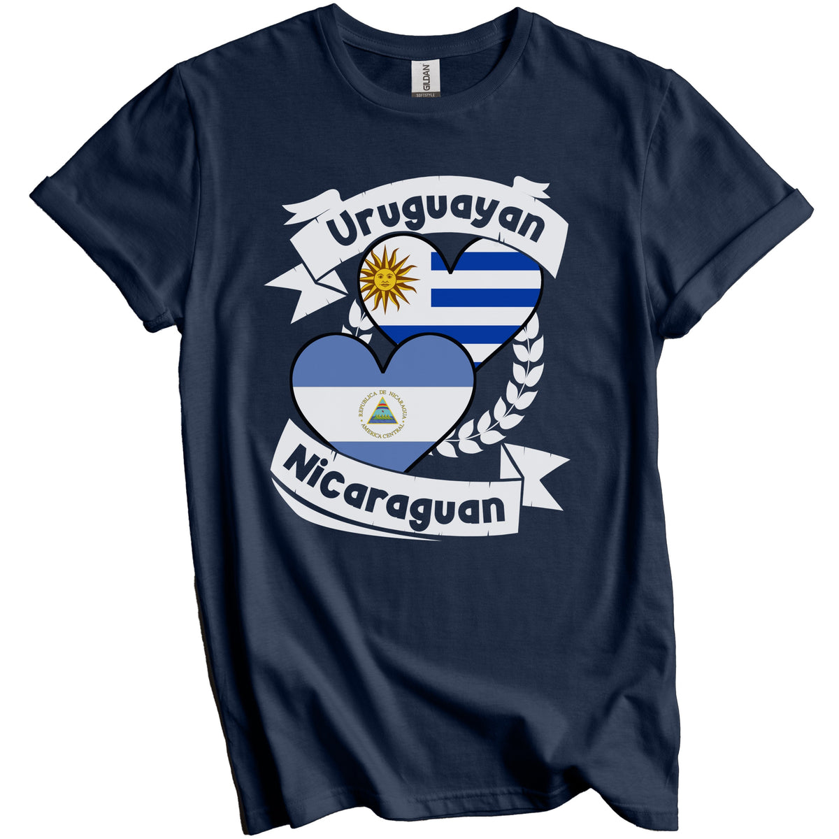 Uruguayan Nicaraguan Heart Flags Uruguay Nicaragua T-Shirt