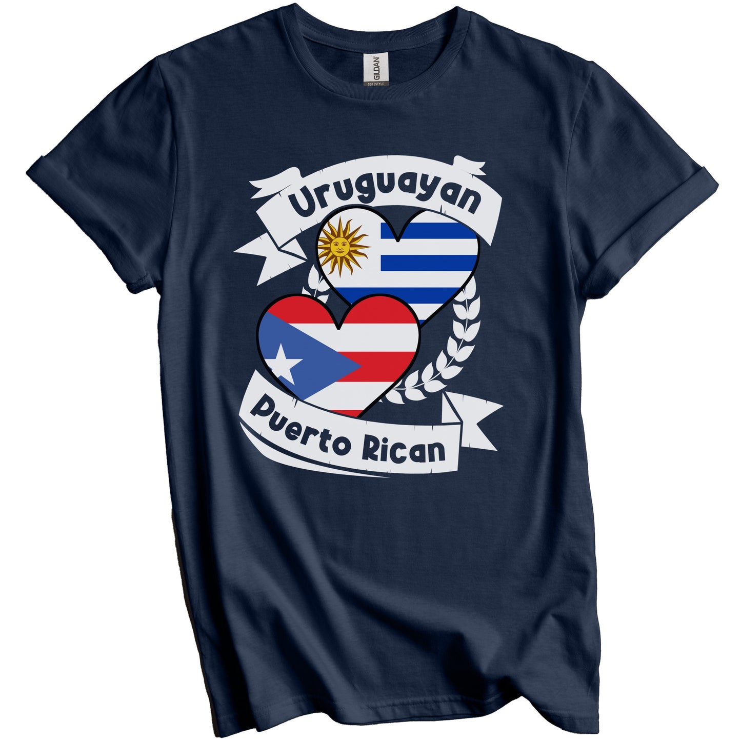 Uruguayan Puerto Rican Heart Flags Uruguay Puerto Rico T-Shirt