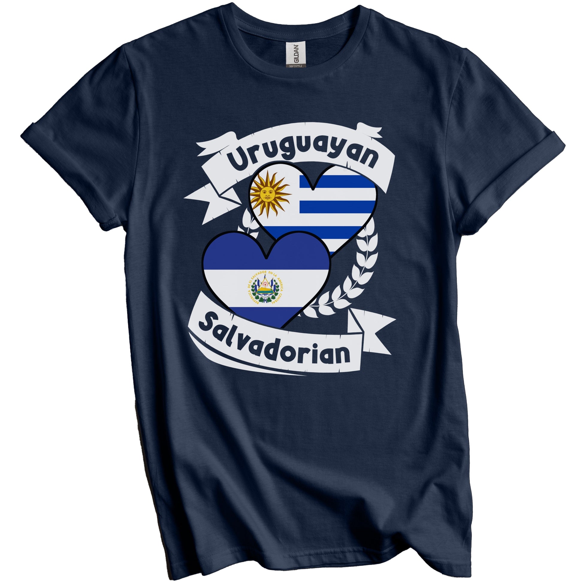 Uruguayan Salvadorian Heart Flags Uruguay El Salvador T-Shirt
