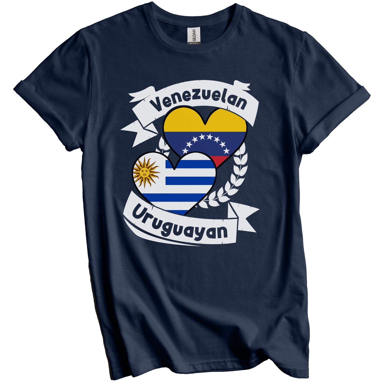 Venezuelan Uruguayan Heart Flags Venezuela Uruguay T-Shirt