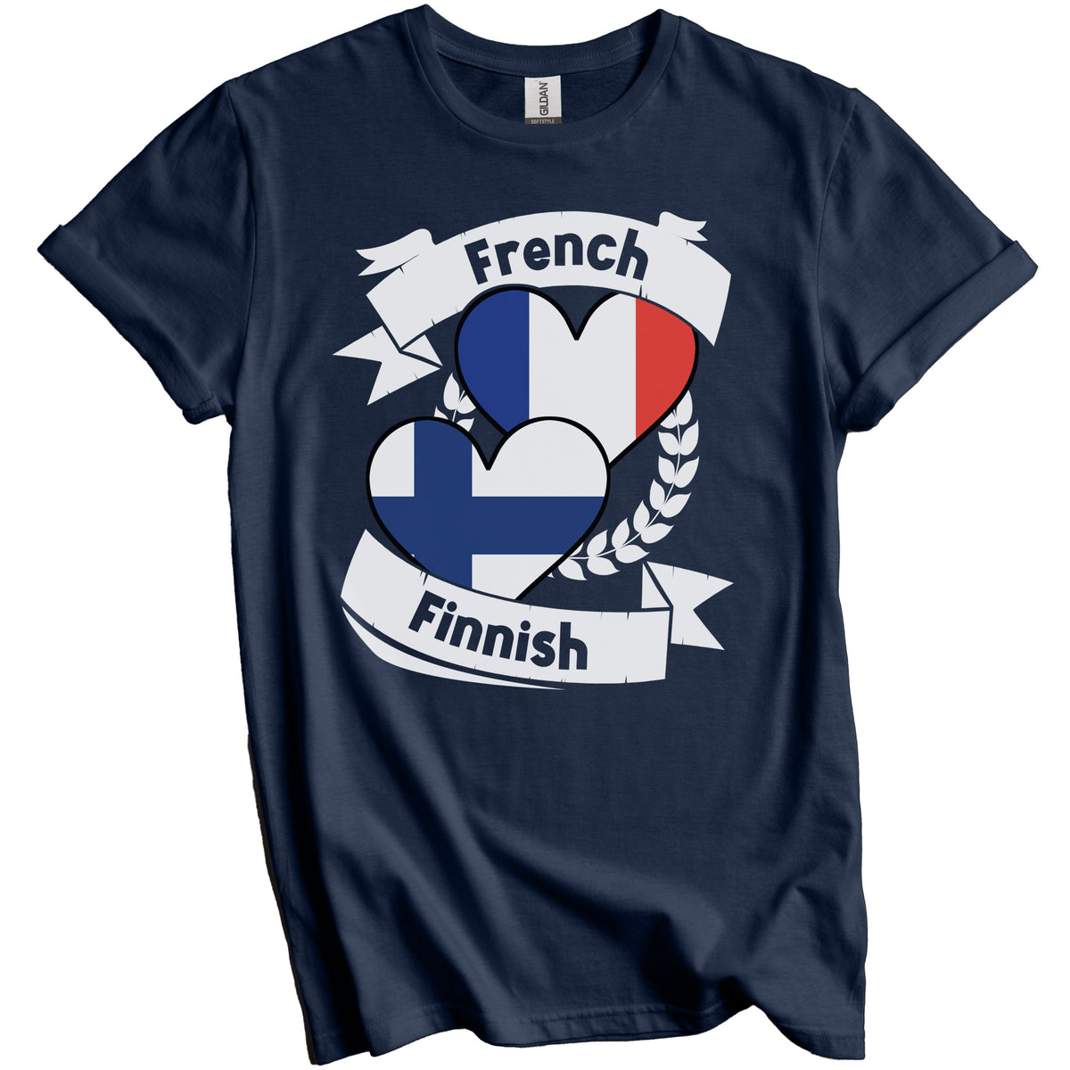 French Finnish Heart Flags France Finland T-Shirt