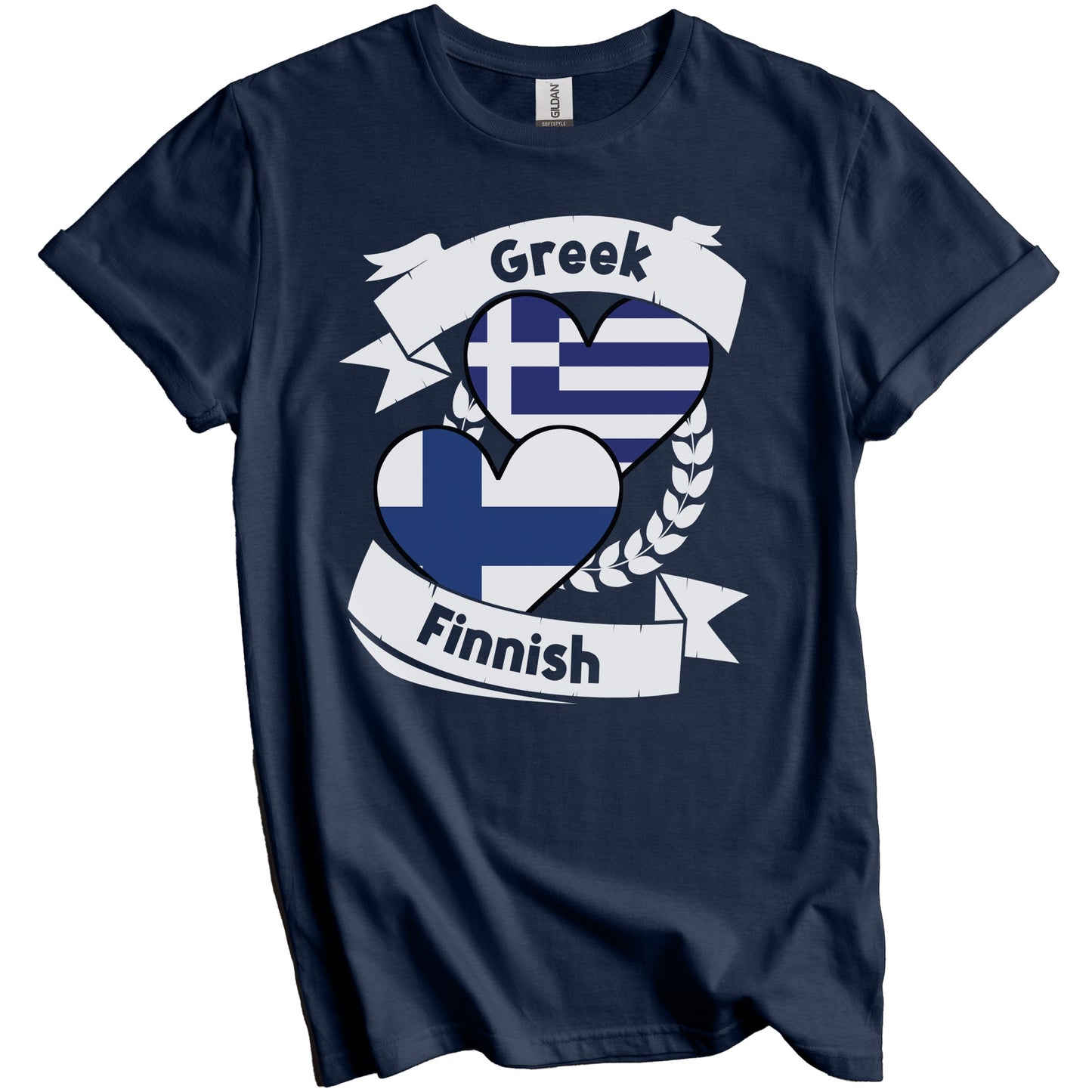 Greek Finnish Heart Flags Greece Finland T-Shirt