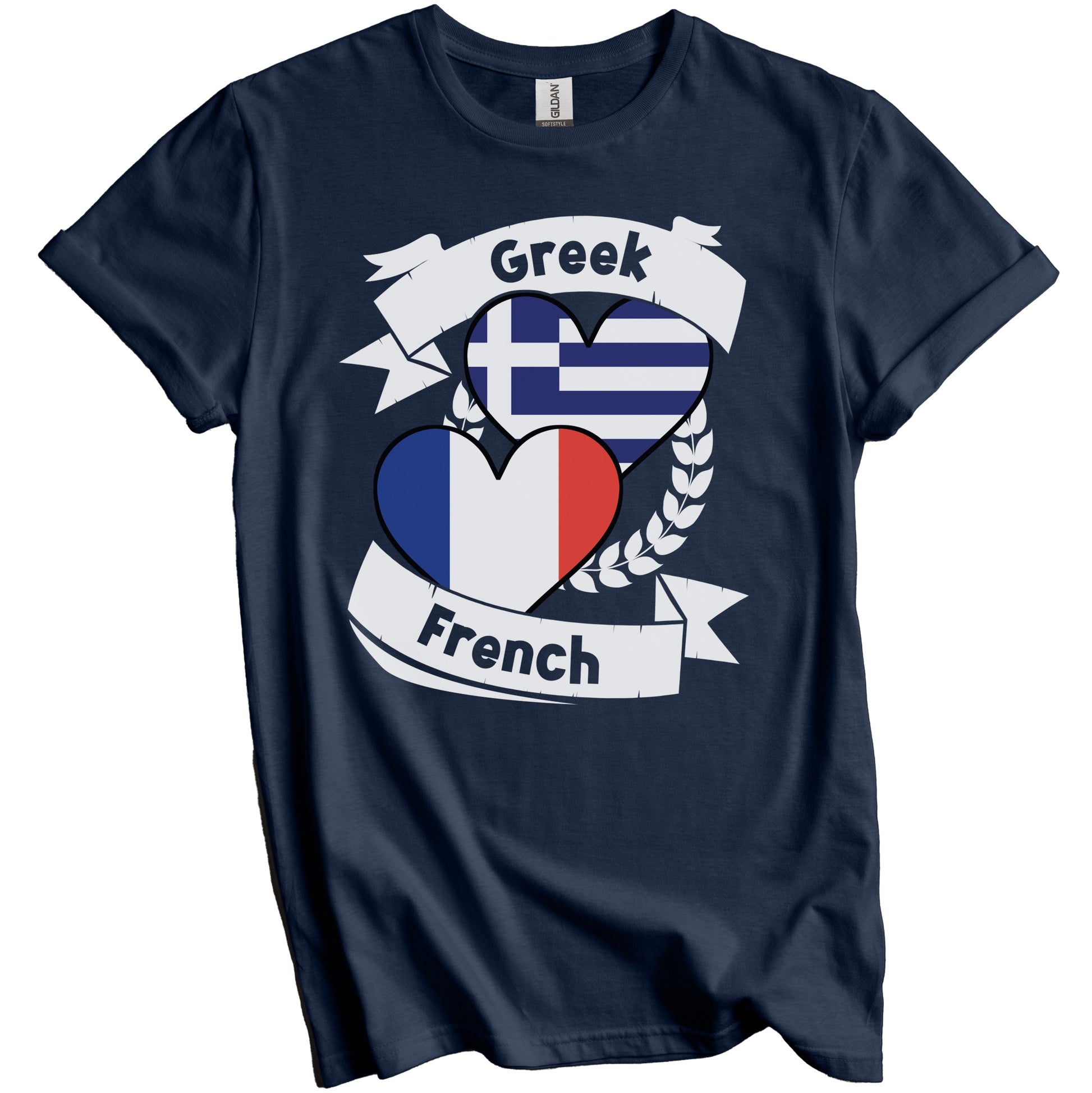 Greek French Heart Flags Greece France T-Shirt