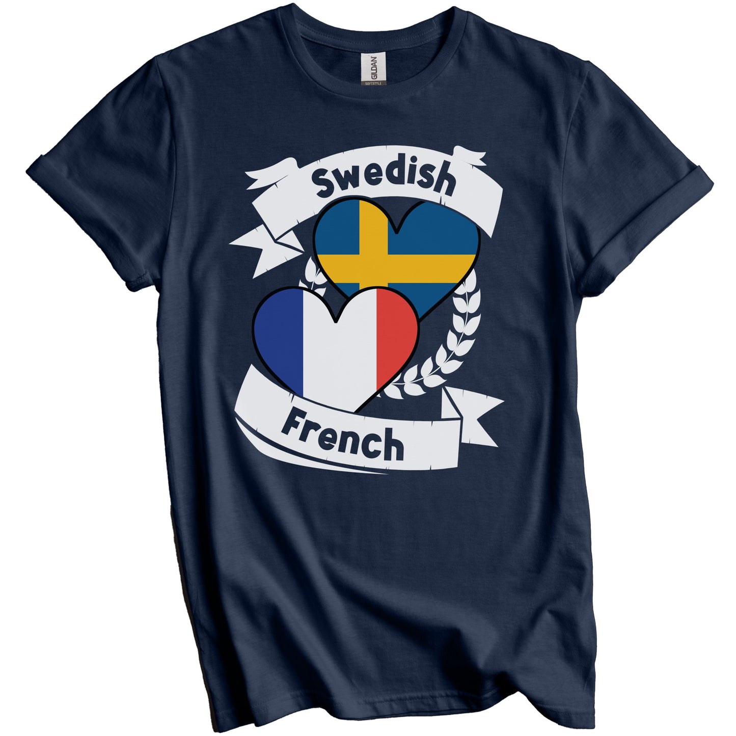 Swedish French Heart Flags Sweden France T-Shirt