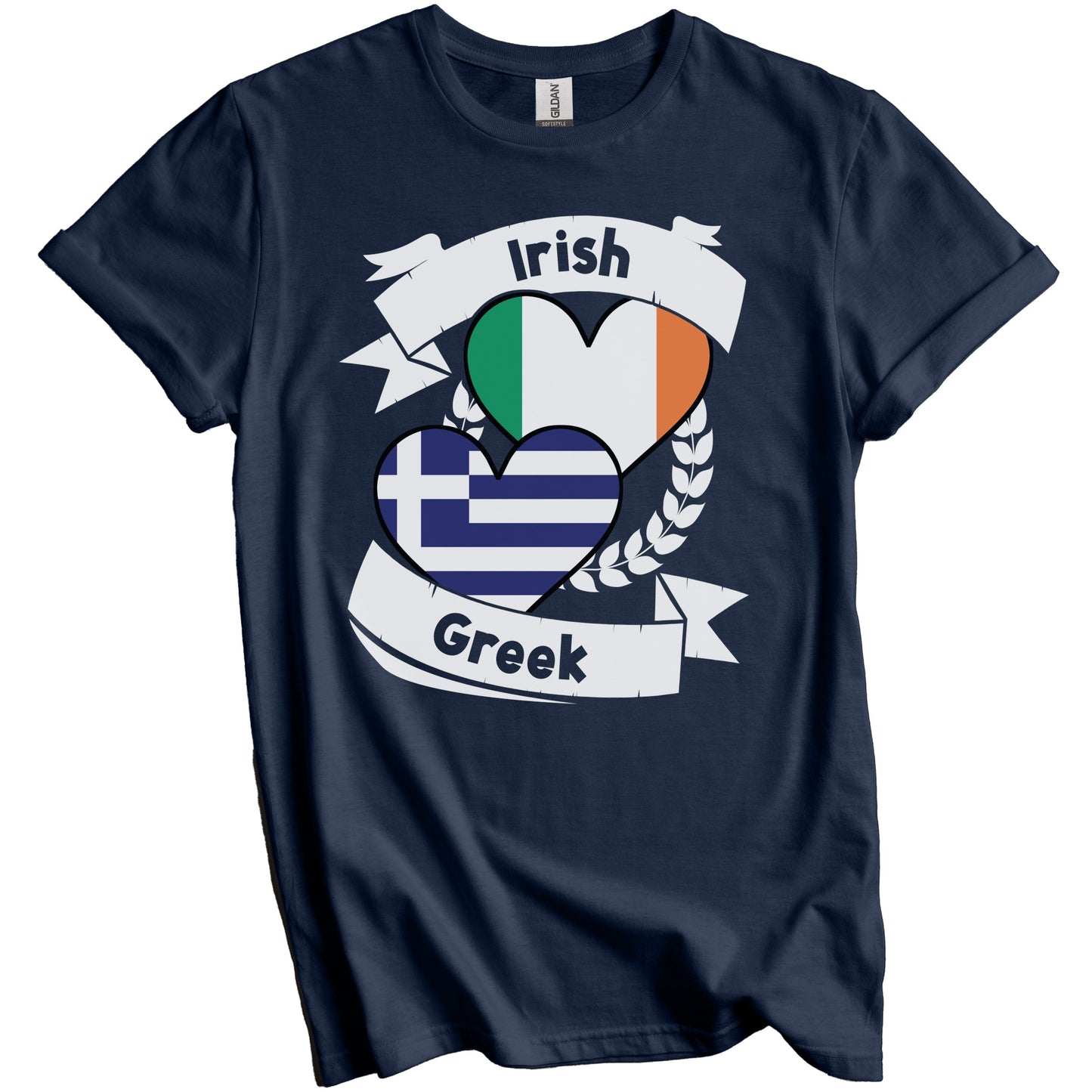 Irish Greek Heart Flags Ireland Greece T-Shirt