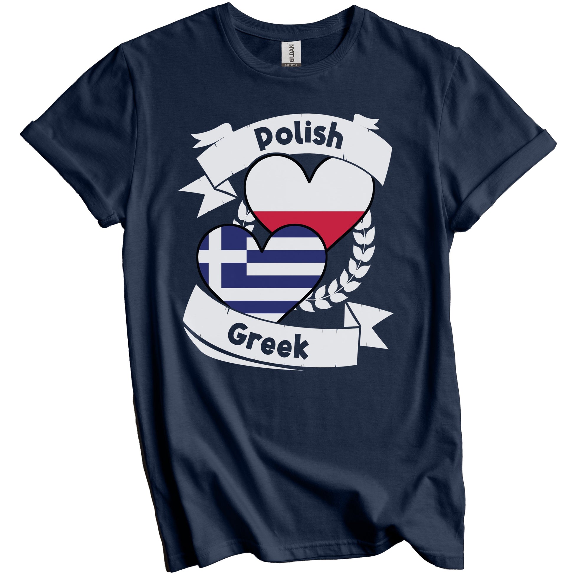 Polish Greek Heart Flags Poland Greece T-Shirt