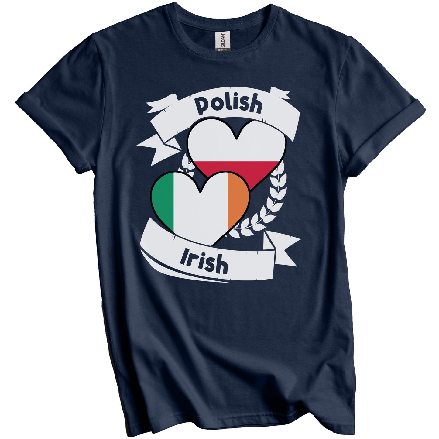 Polish Irish Heart Flags Poland Ireland T-Shirt