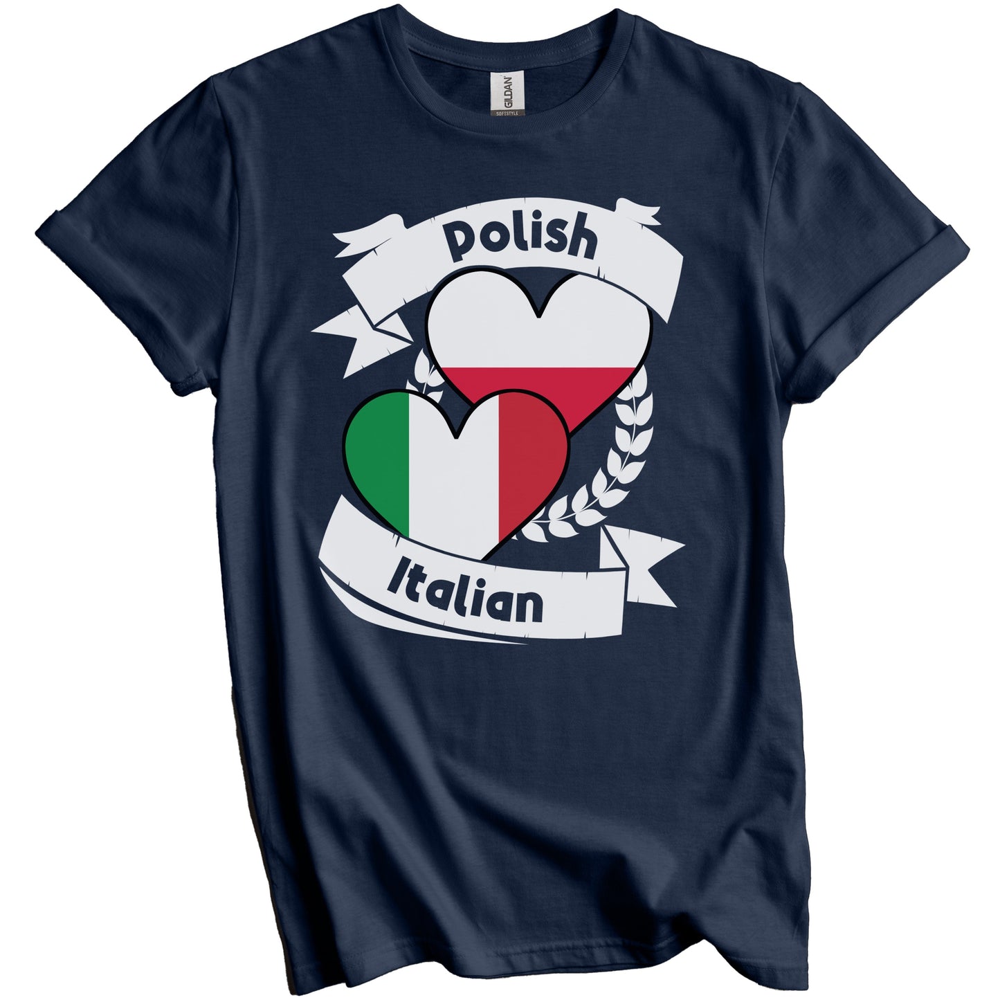 Polish Italian Heart Flags Poland Italy T-Shirt