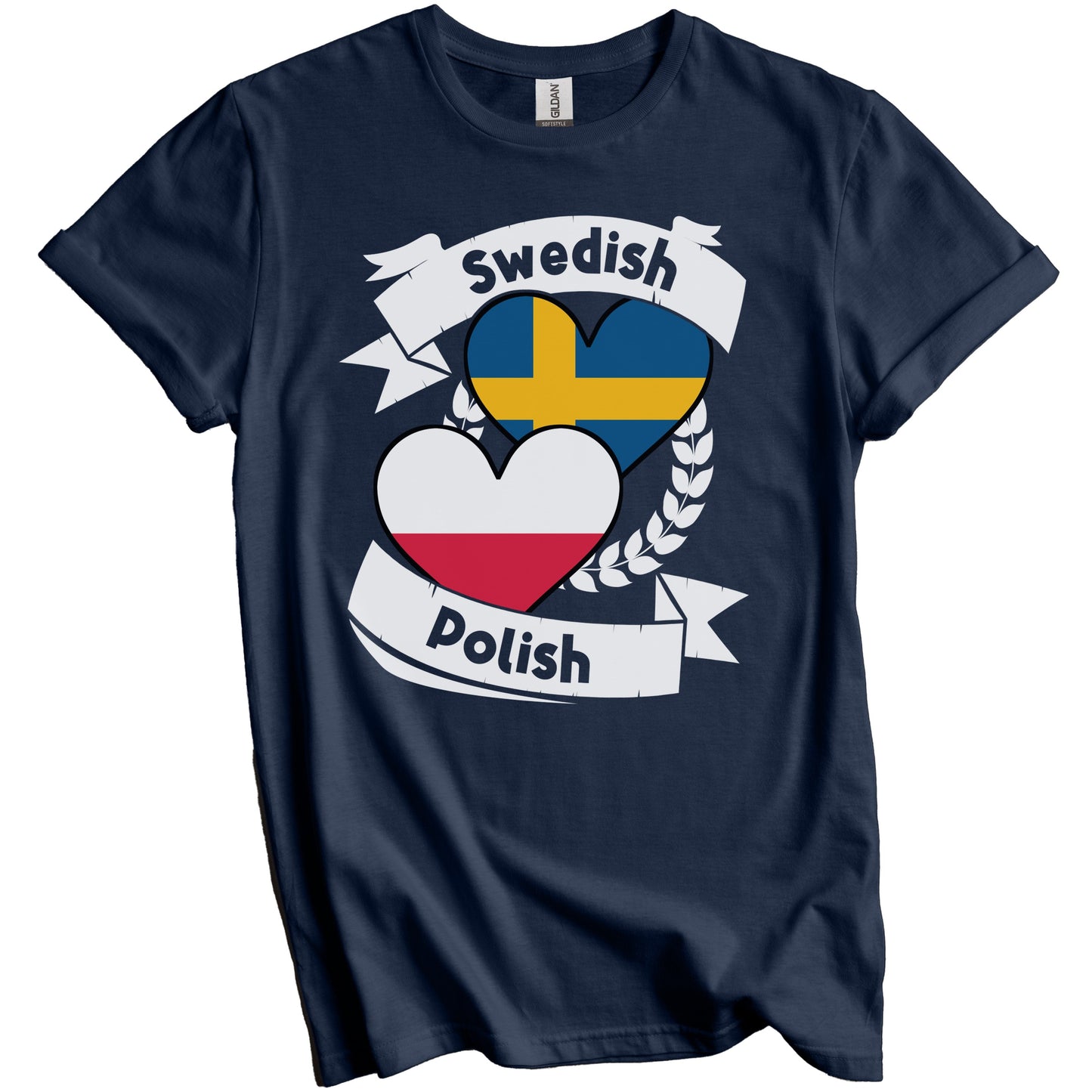 Swedish Polish Heart Flags Sweden Poland T-Shirt