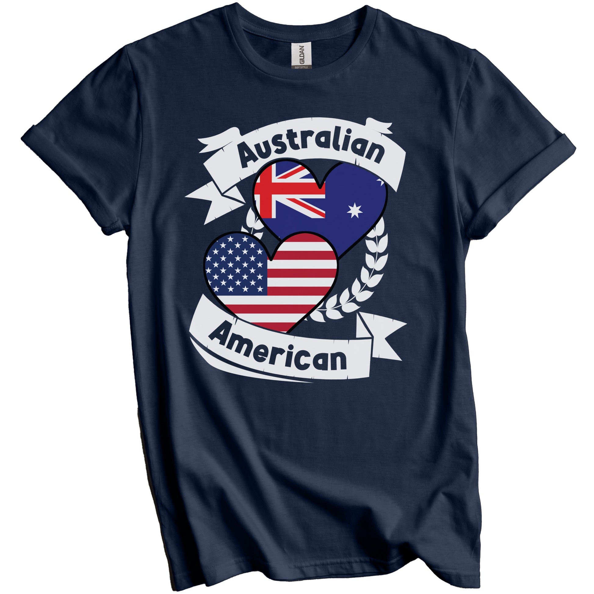 Australian American Hearts USA Flag Australia Flag T-Shirt