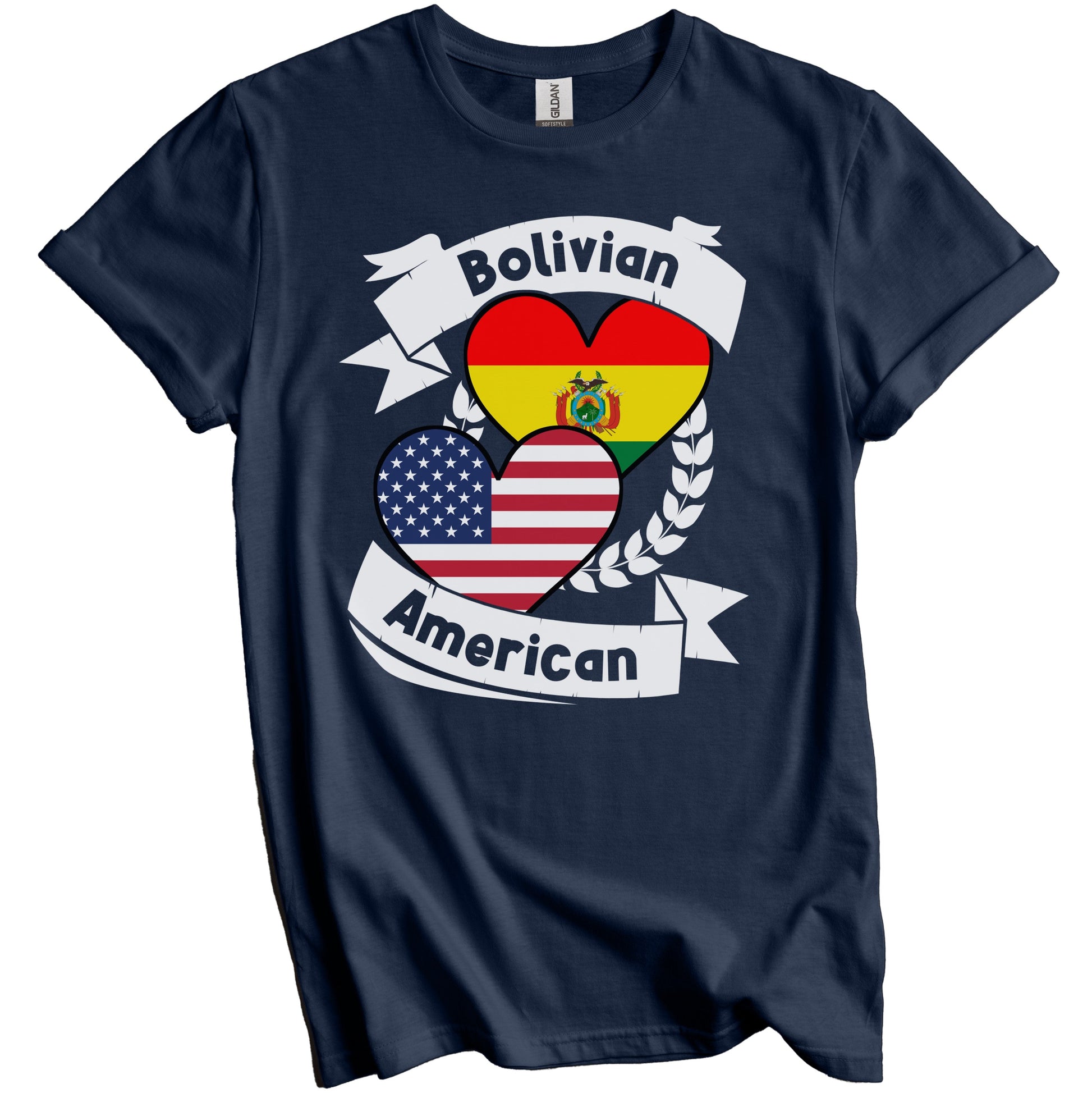 Bolivian American Hearts USA Flag Bolivia Flag T-Shirt