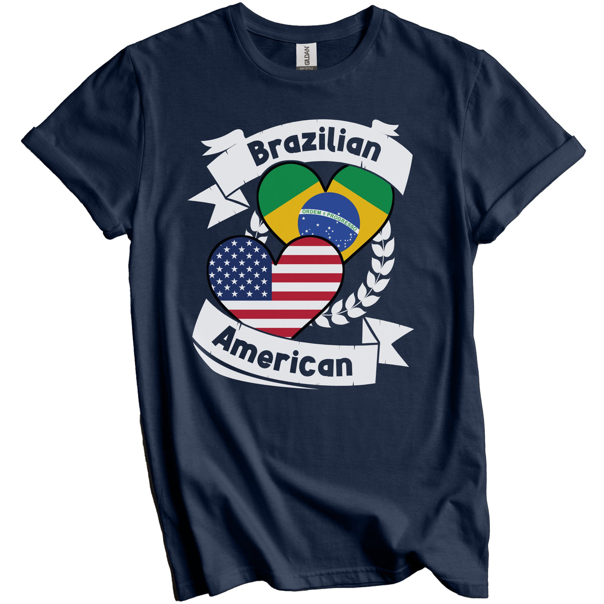 Brazilian American Hearts USA Flag Brazil Flag T-Shirt