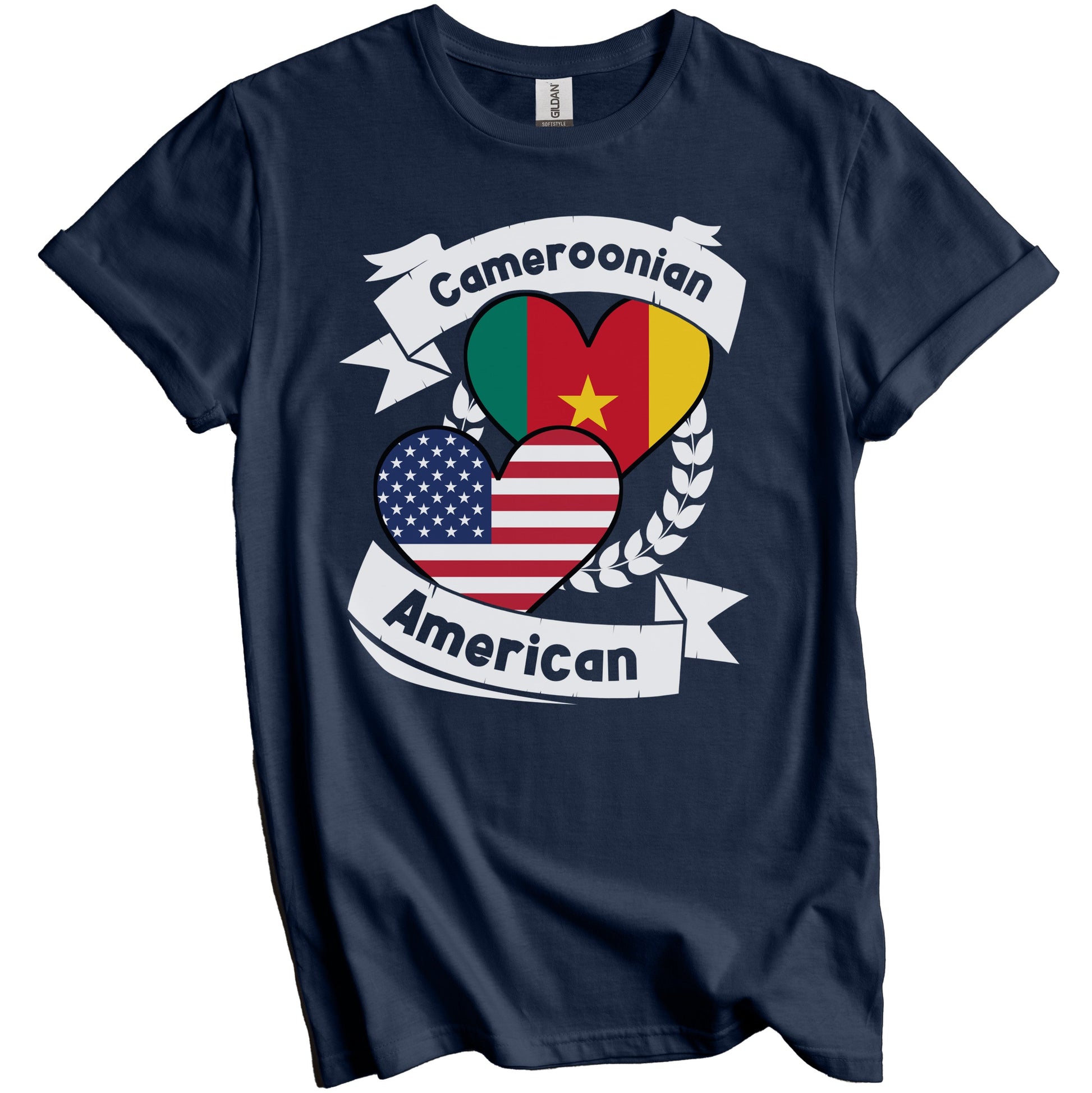 Cameroonian American Hearts USA Flag Cameroon Flag T-Shirt