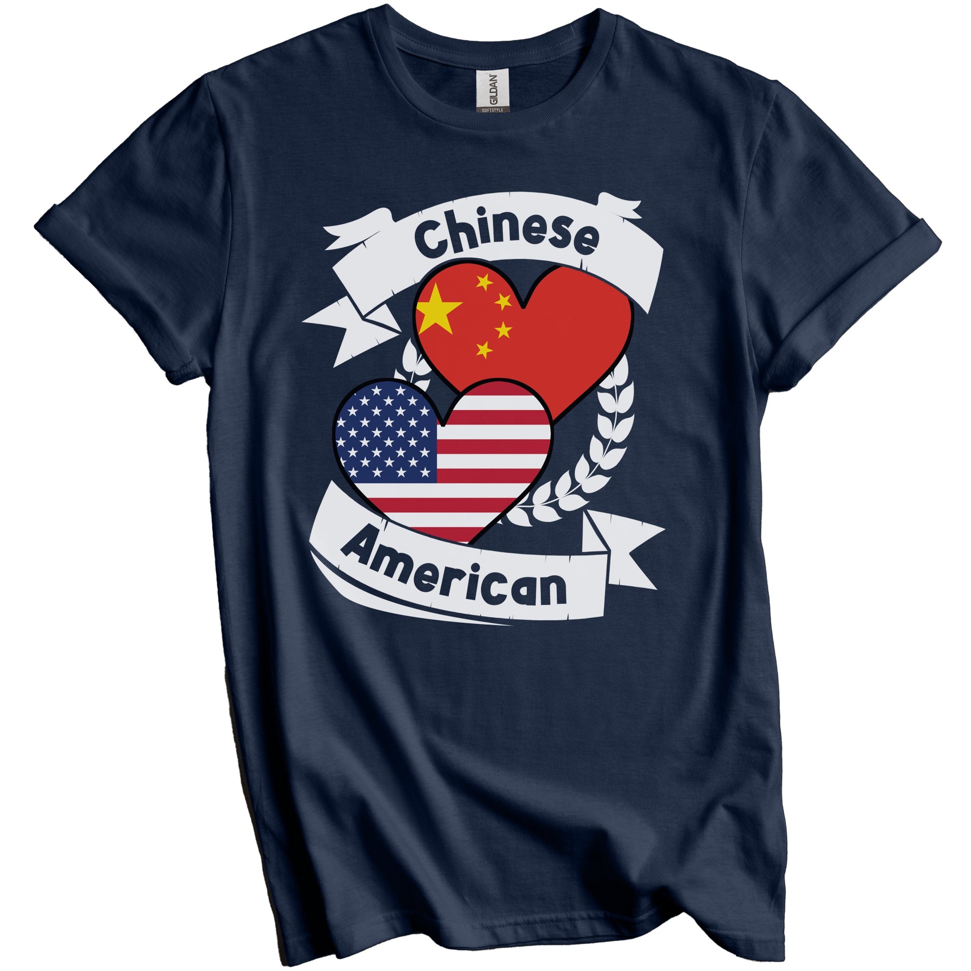 Chinese American Hearts USA Flag China Flag T-Shirt