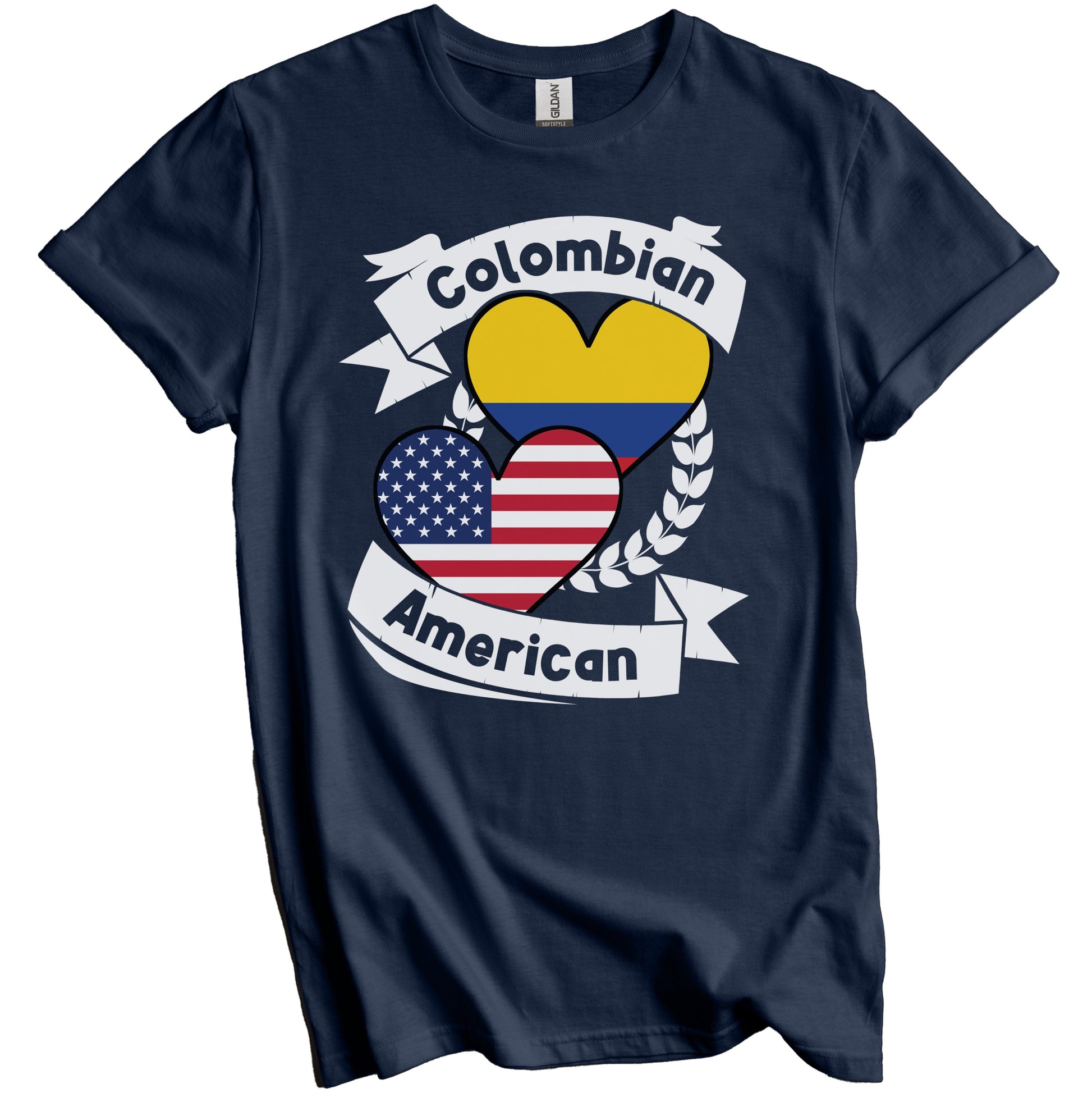 Colombian American Hearts USA Flag Colombia Flag T-Shirt