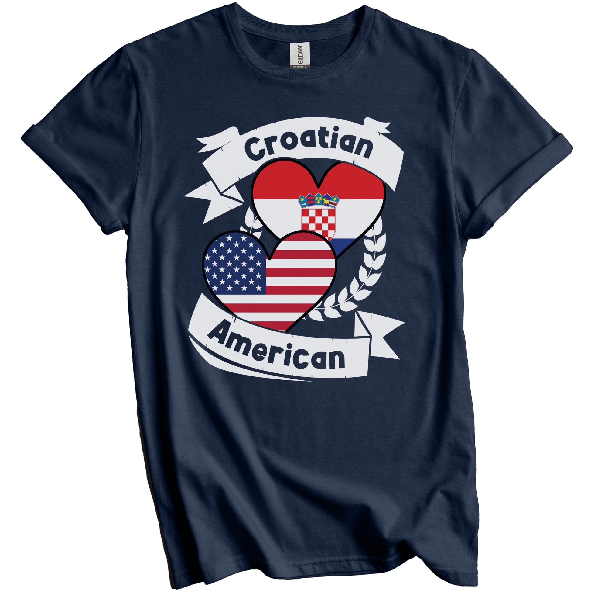 Croatian American Hearts USA Flag Croatia Flag T-Shirt