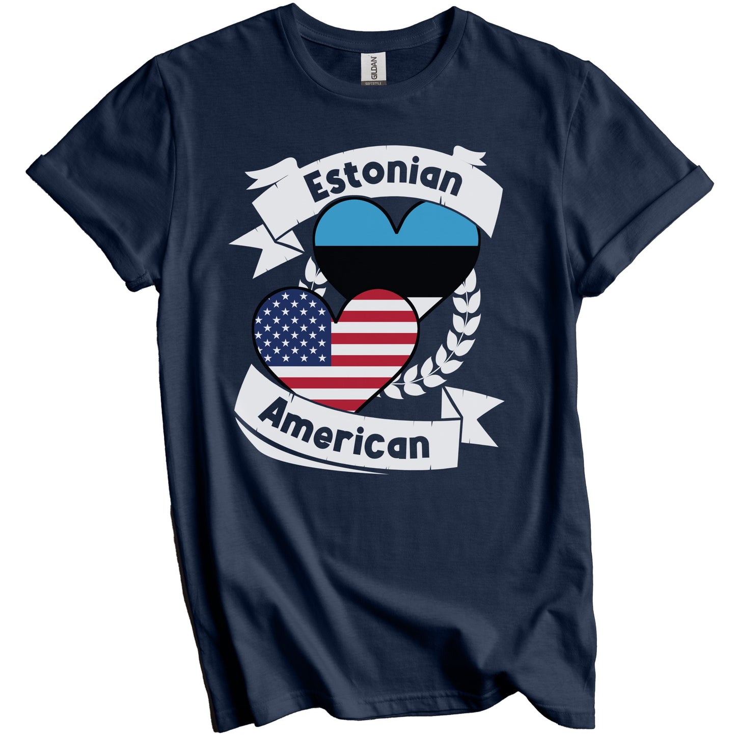 Estonian American Hearts USA Flag Estonia Flag T-Shirt