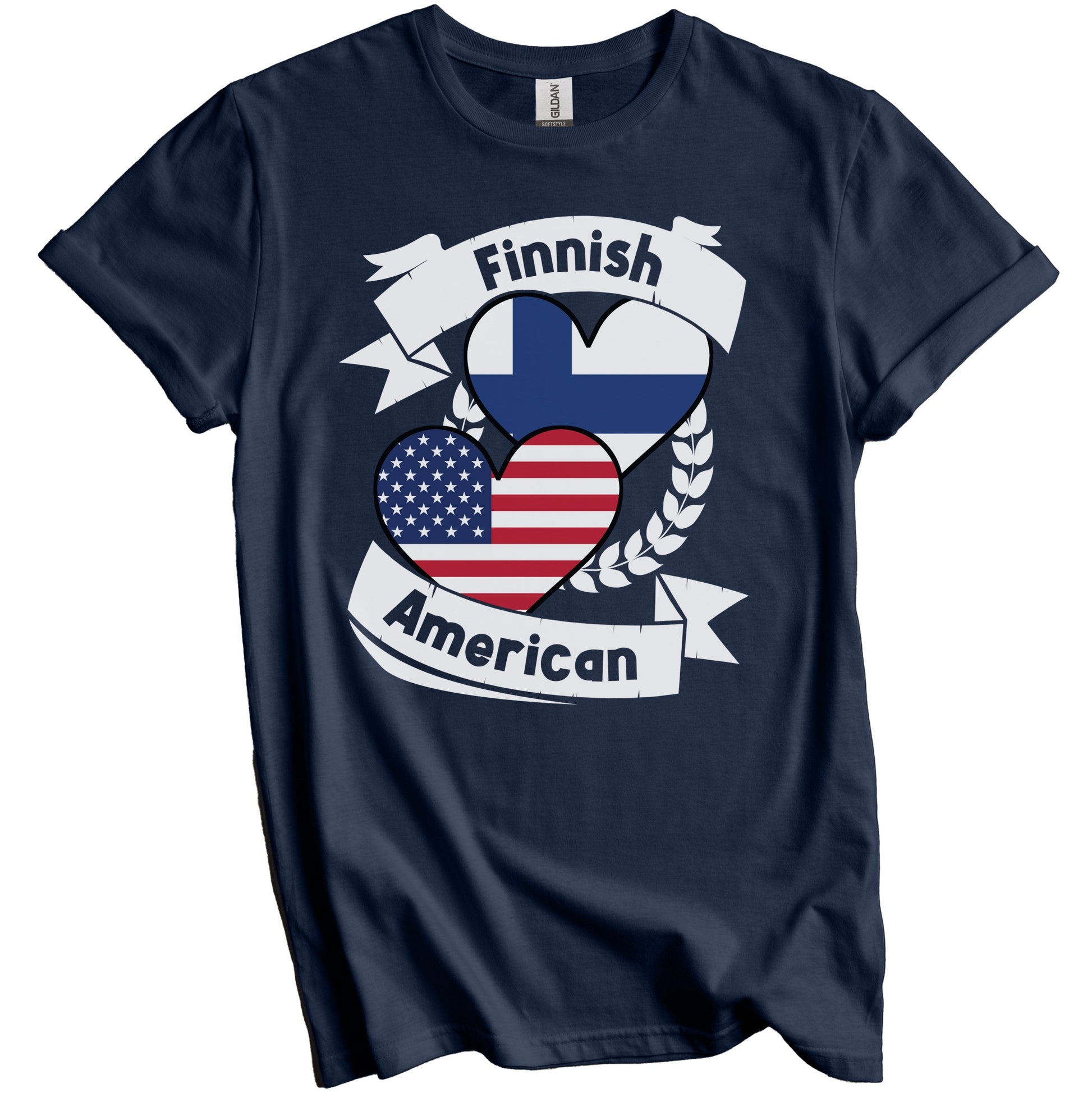 Finnish American Hearts USA Flag Finland Flag T-Shirt