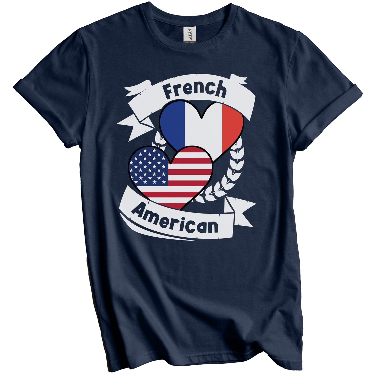 French American Hearts USA Flag France Flag T-Shirt