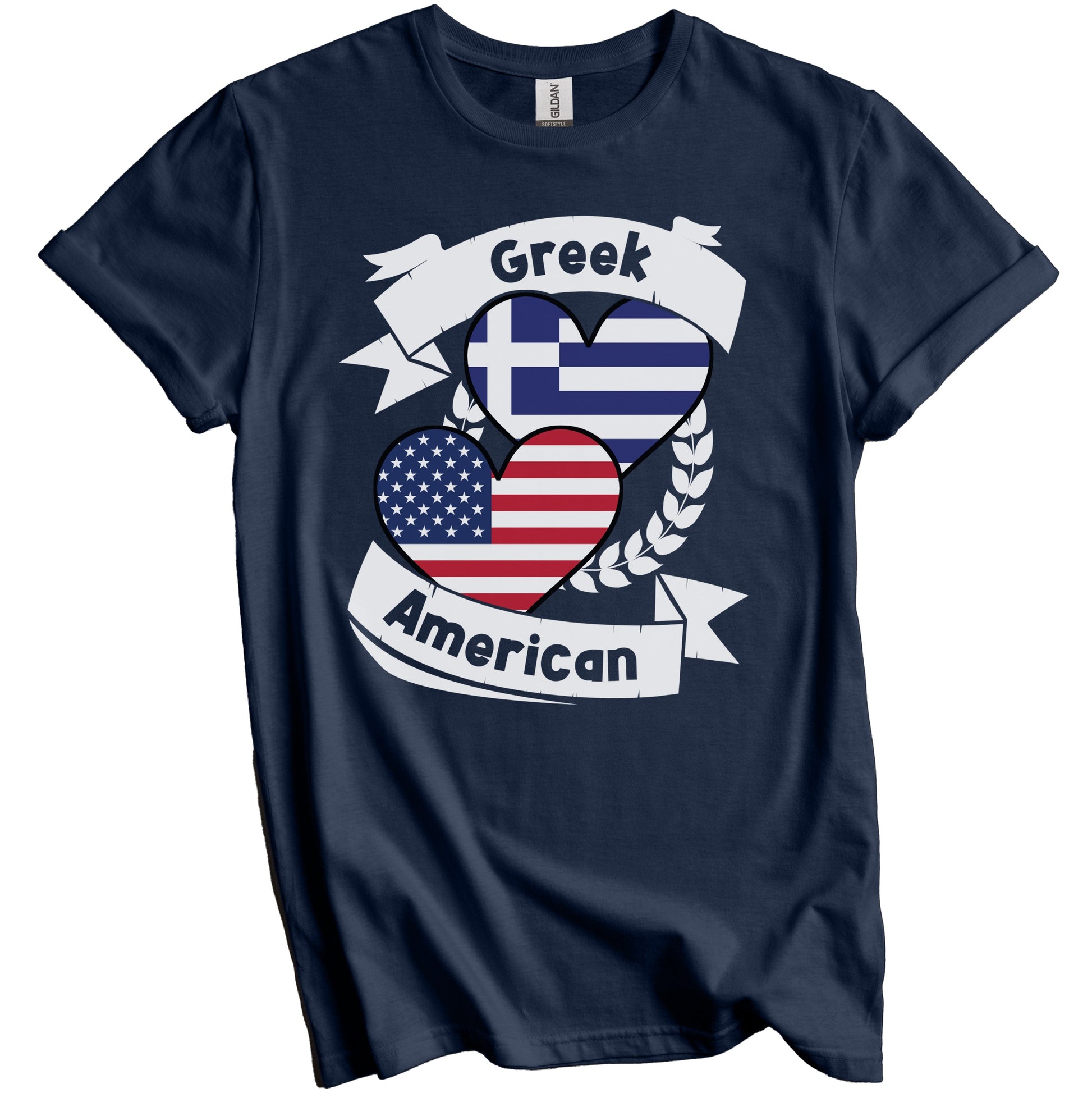 Greek American Hearts USA Flag Greece Flag T-Shirt