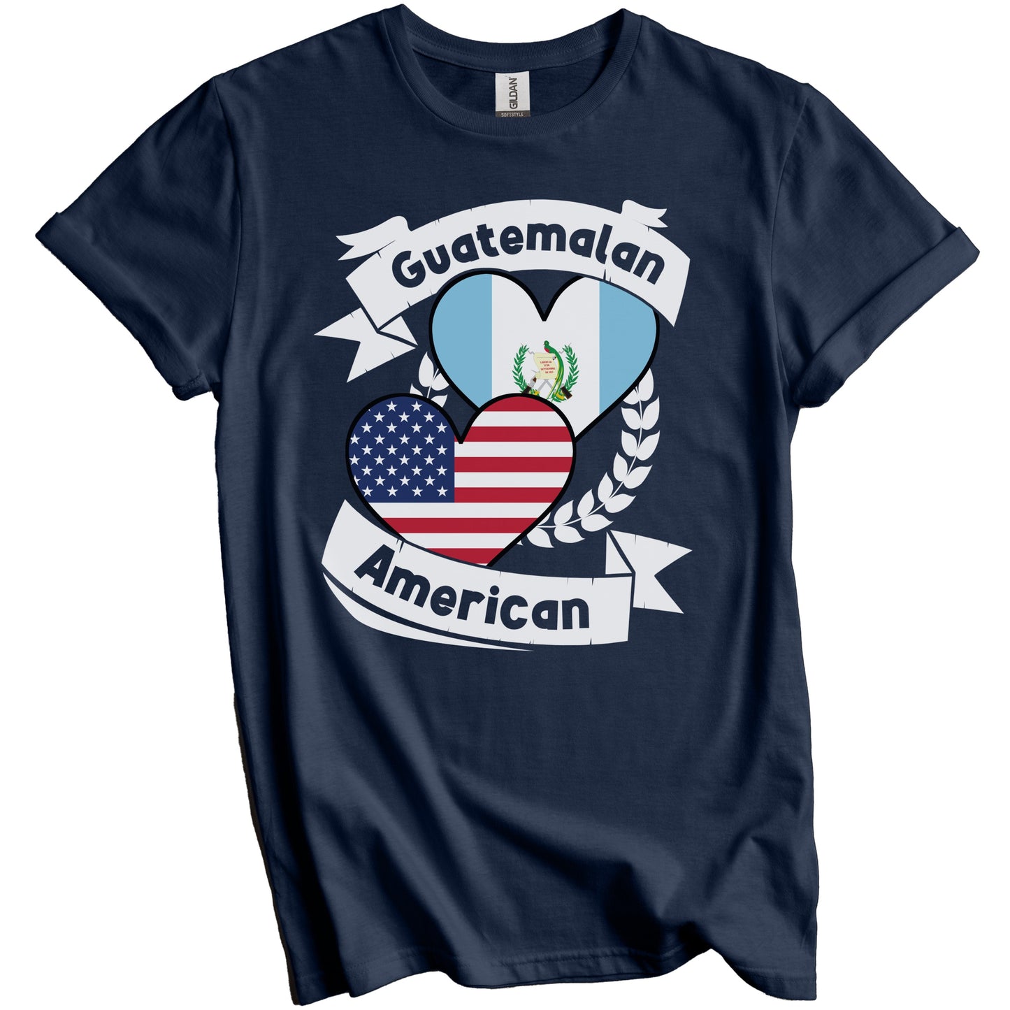 Guatemalan American Hearts USA Flag Guatemala Flag T-Shirt