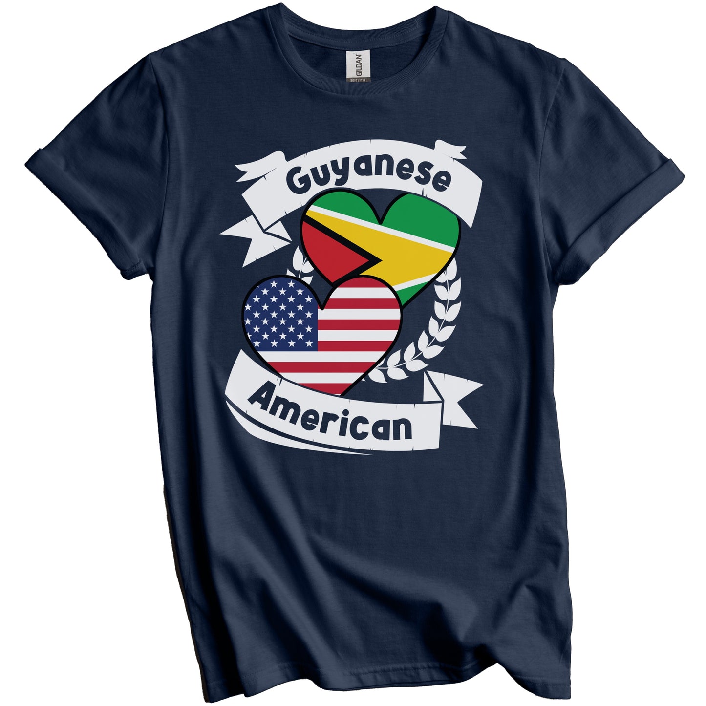 Guyanese American Hearts USA Flag Guyana Flag T-Shirt