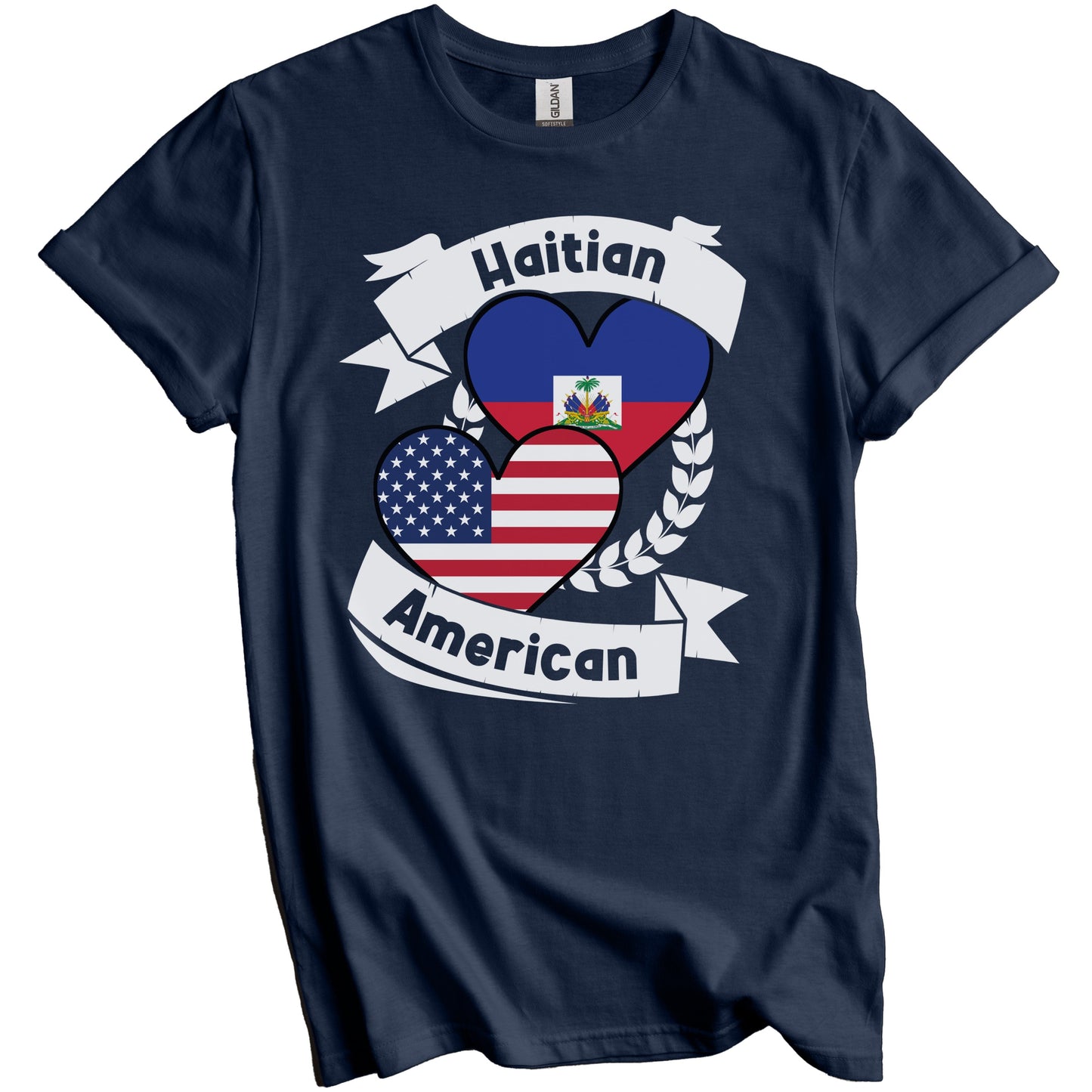 Haitian American Hearts USA Flag Haiti Flag T-Shirt