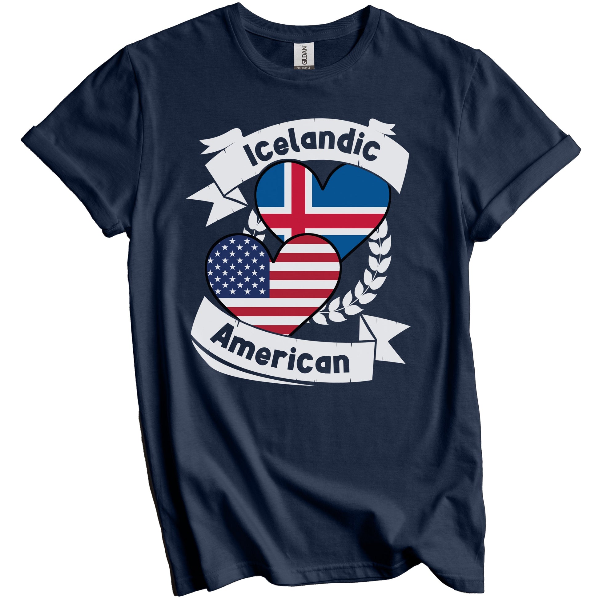 Icelandic American Hearts USA Flag Iceland Flag T-Shirt