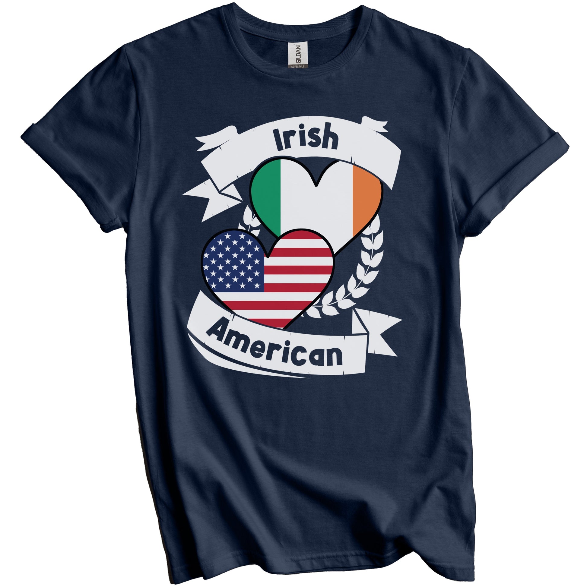 Irish American Hearts USA Flag Ireland Flag T-Shirt