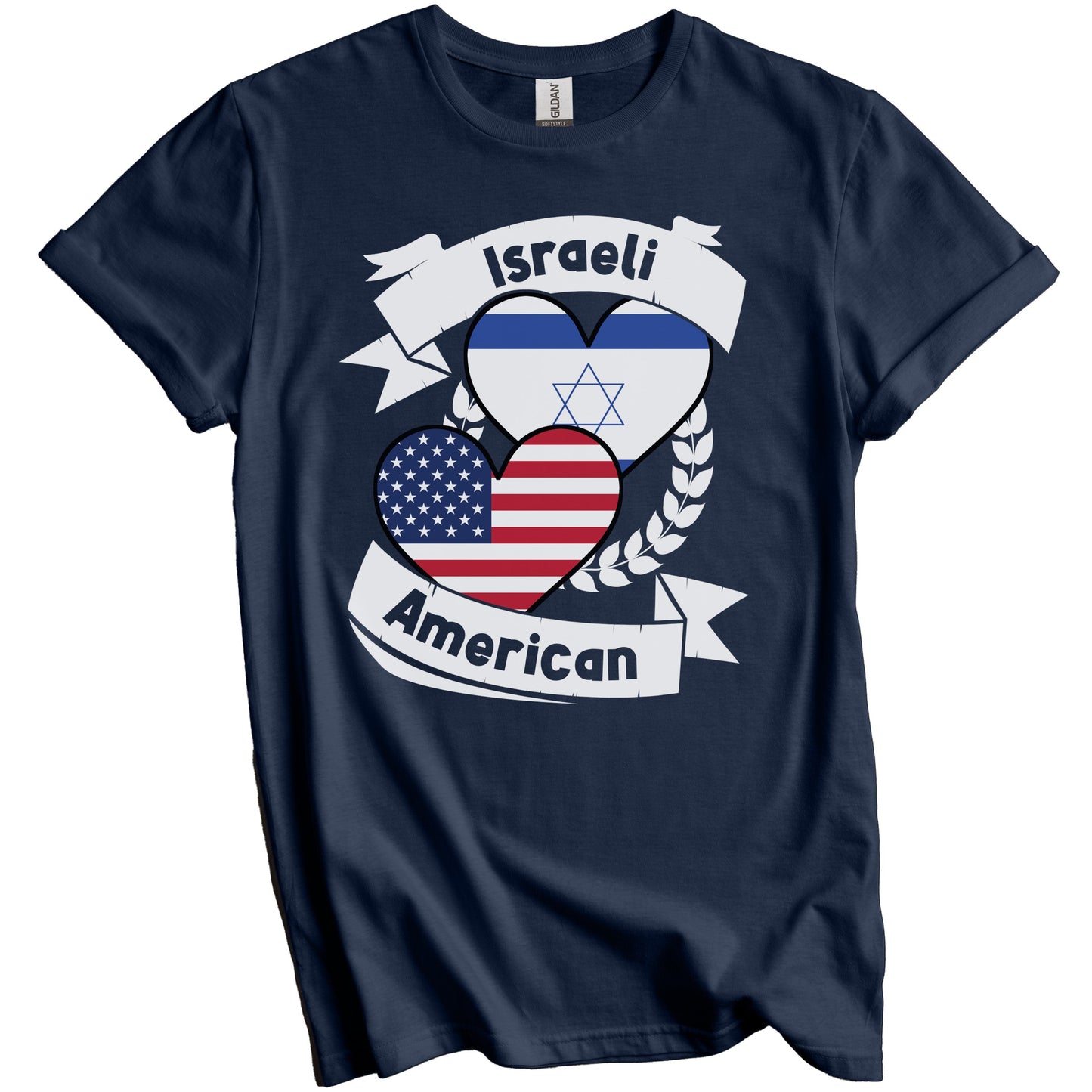 Israeli American Hearts USA Flag Israel Flag T-Shirt