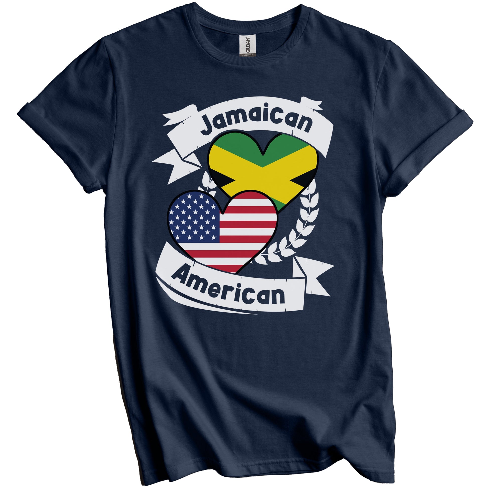 Jamaican American Hearts USA Flag Jamaica Flag T-Shirt