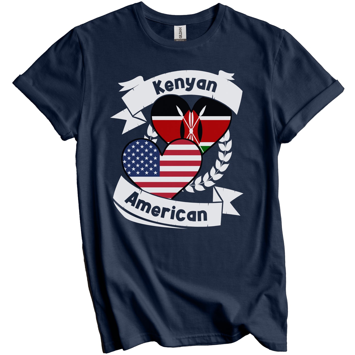 Kenyan American Hearts USA Flag Kenya Flag T-Shirt