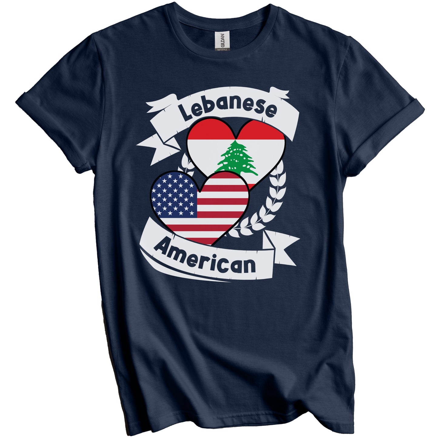 Lebanese American Hearts USA Flag Lebanon Flag T-Shirt