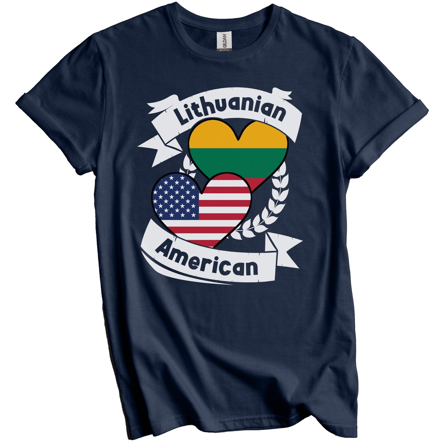 Lithuanian American Hearts USA Flag Lithuania Flag T-Shirt