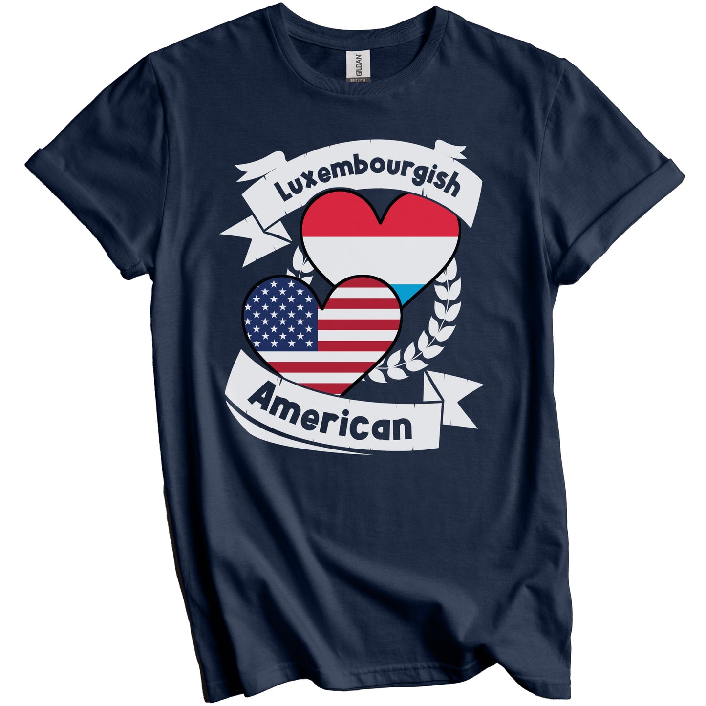 Luxembourgish American Hearts USA Flag Luxembourg Flag T-Shirt