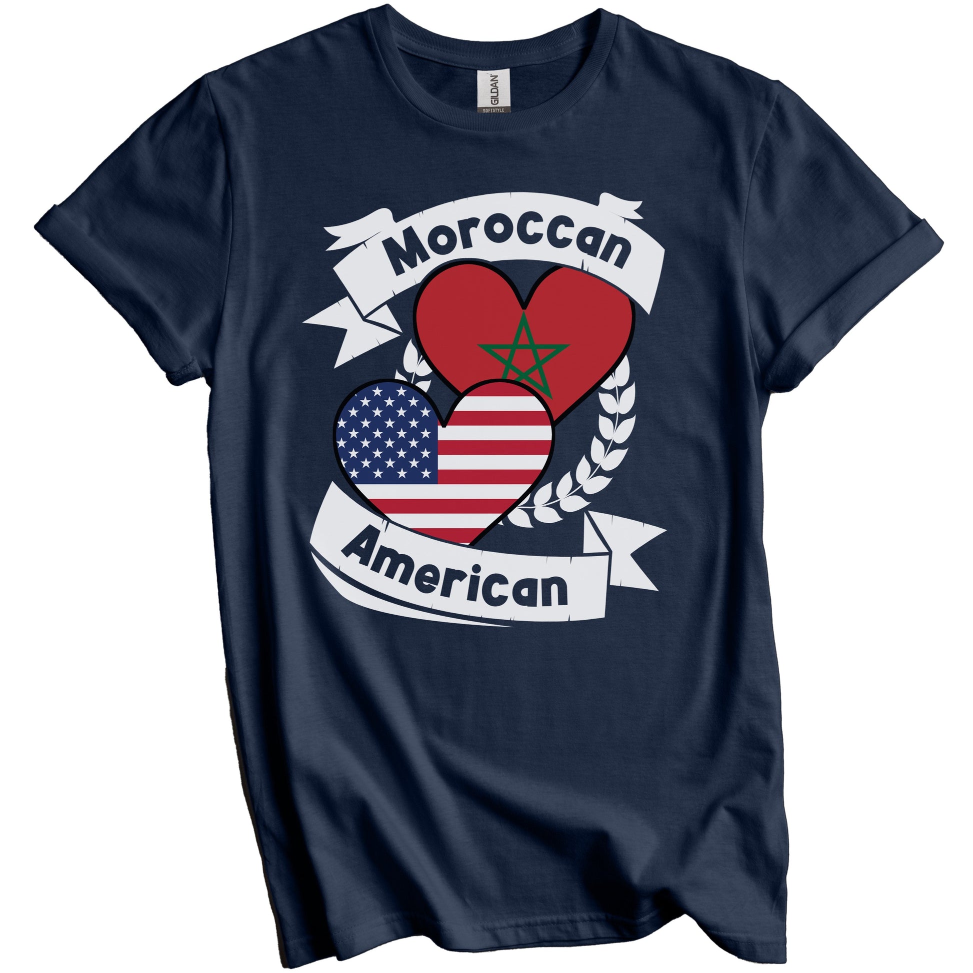 Moroccan American Hearts USA Flag Morocco Flag T-Shirt