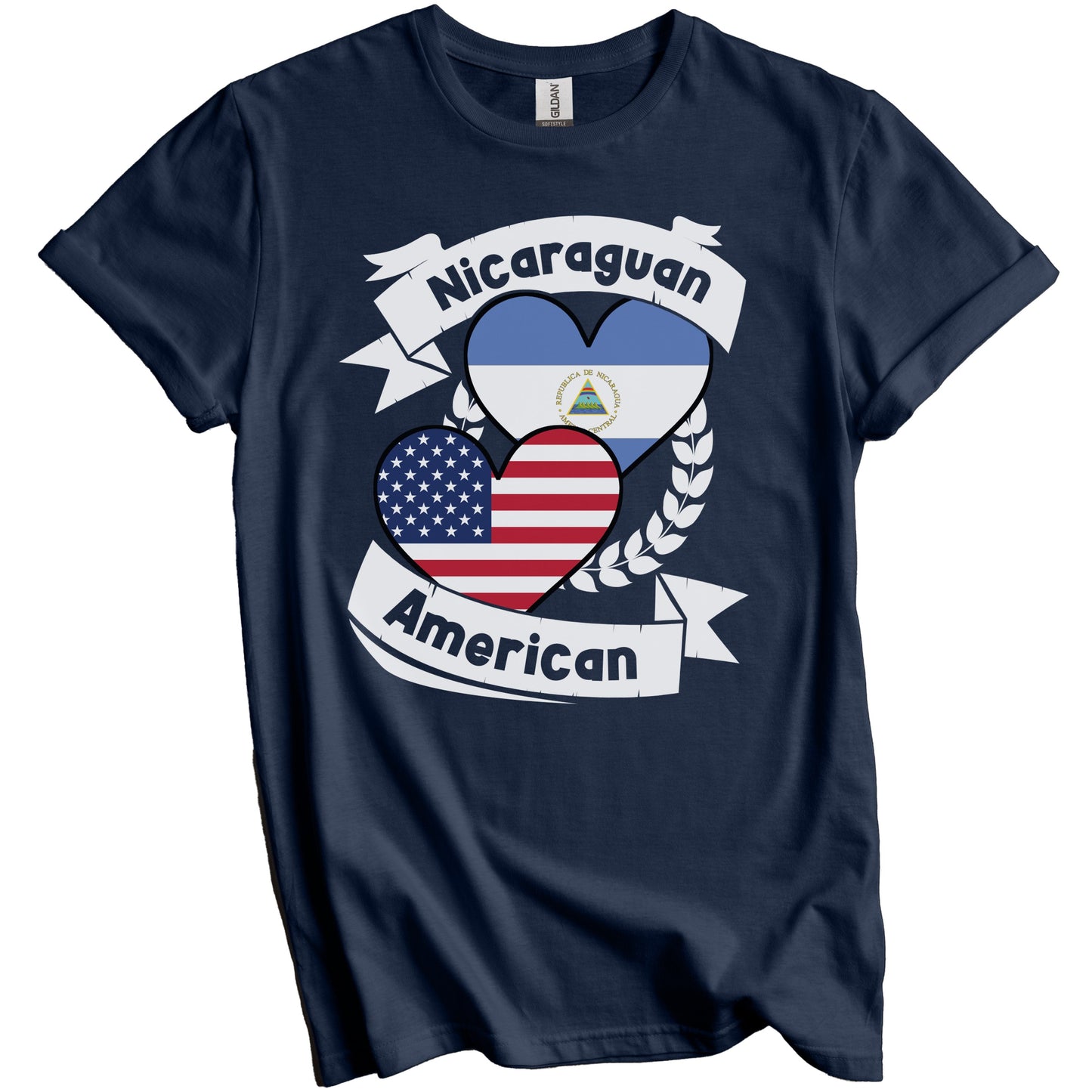 Nicaraguan American Hearts USA Flag Nicaragua Flag T-Shirt