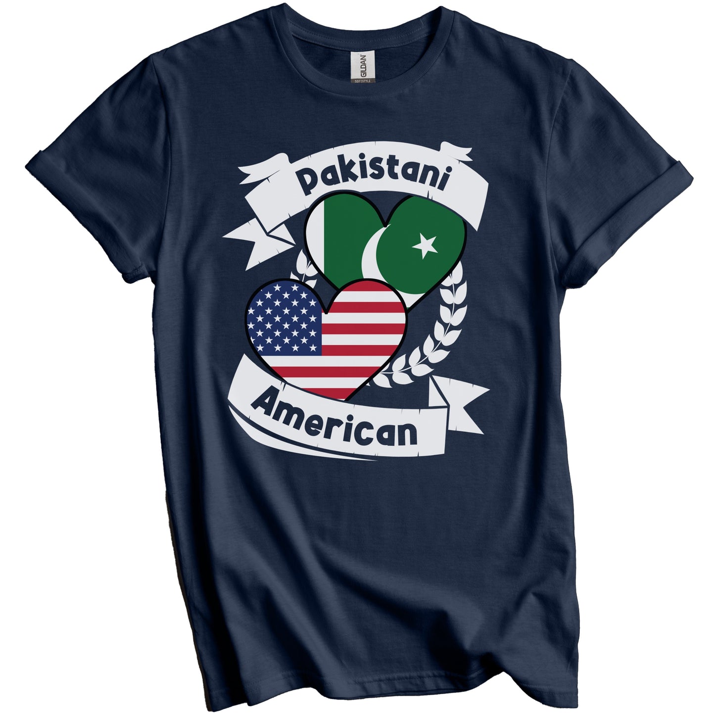 Pakistani American Hearts USA Flag Pakistan Flag T-Shirt