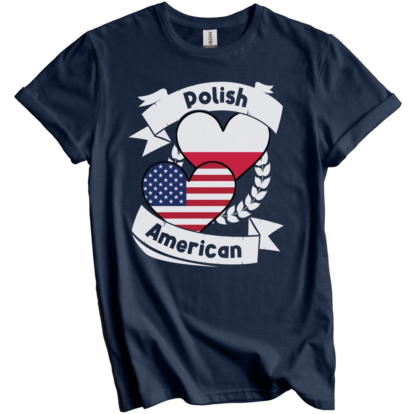 Polish American Hearts USA Flag Poland Flag T-Shirt