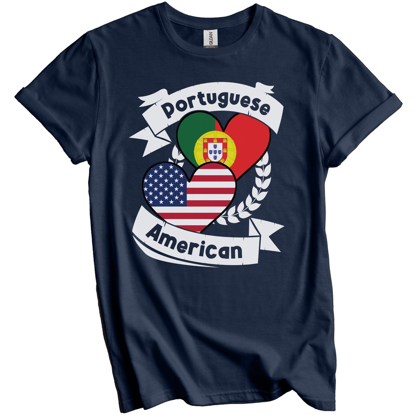 Portuguese American Hearts USA Flag Portugal Flag T-Shirt