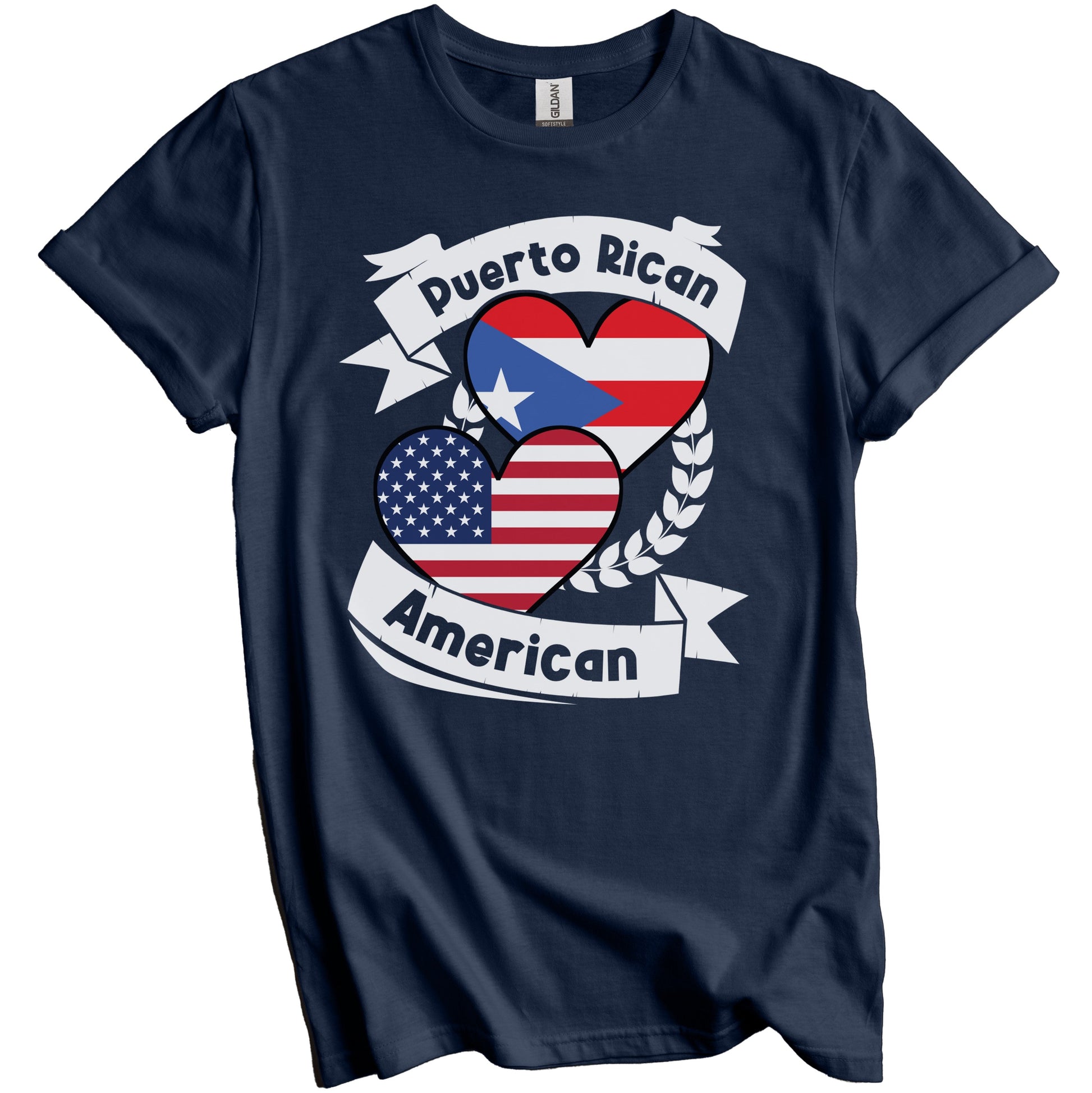 Puerto Rican American Hearts USA Flag Puerto Rico Flag T-Shirt