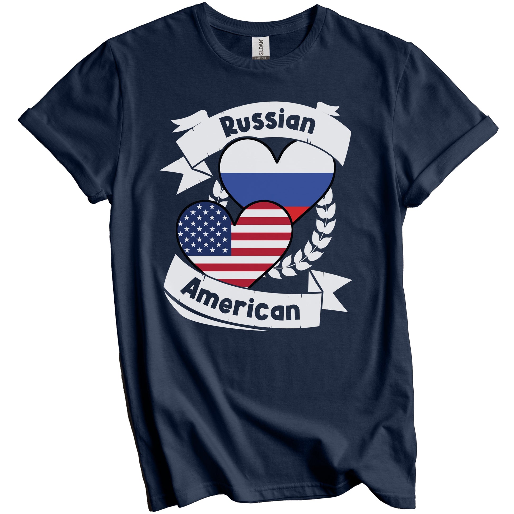 Russian American Hearts USA Flag Russia Flag T-Shirt