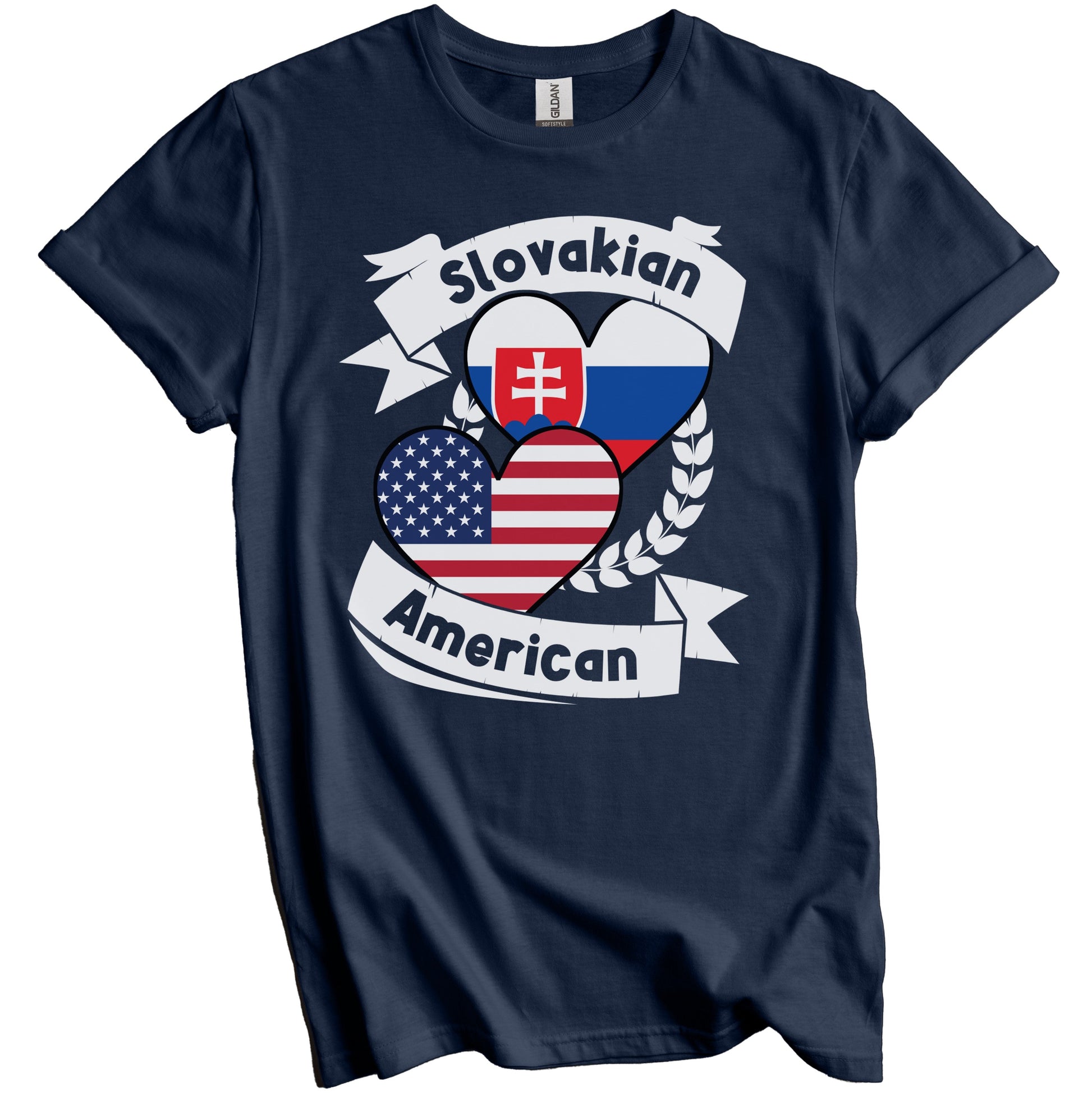 Slovakian American Hearts USA Flag Slovakia Flag T-Shirt