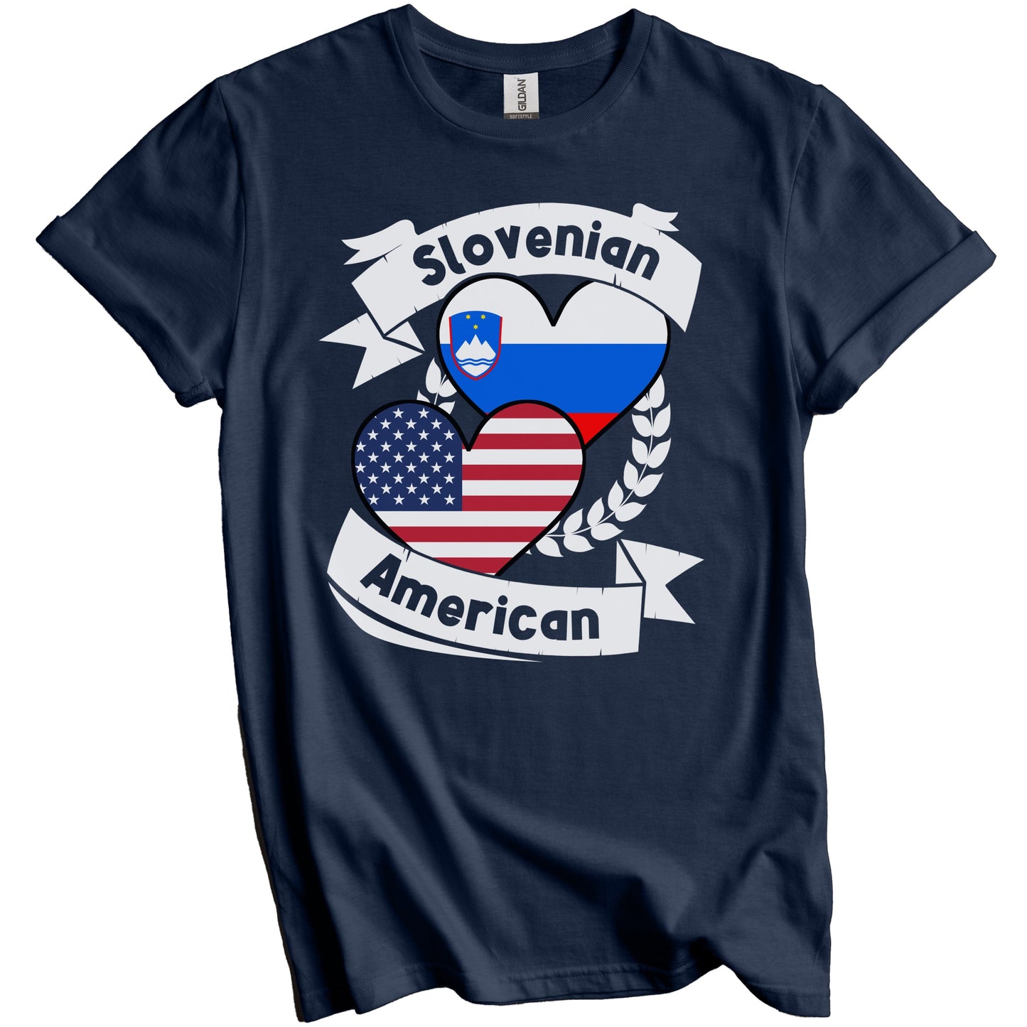 Slovenian American Hearts USA Flag Slovenia Flag T-Shirt