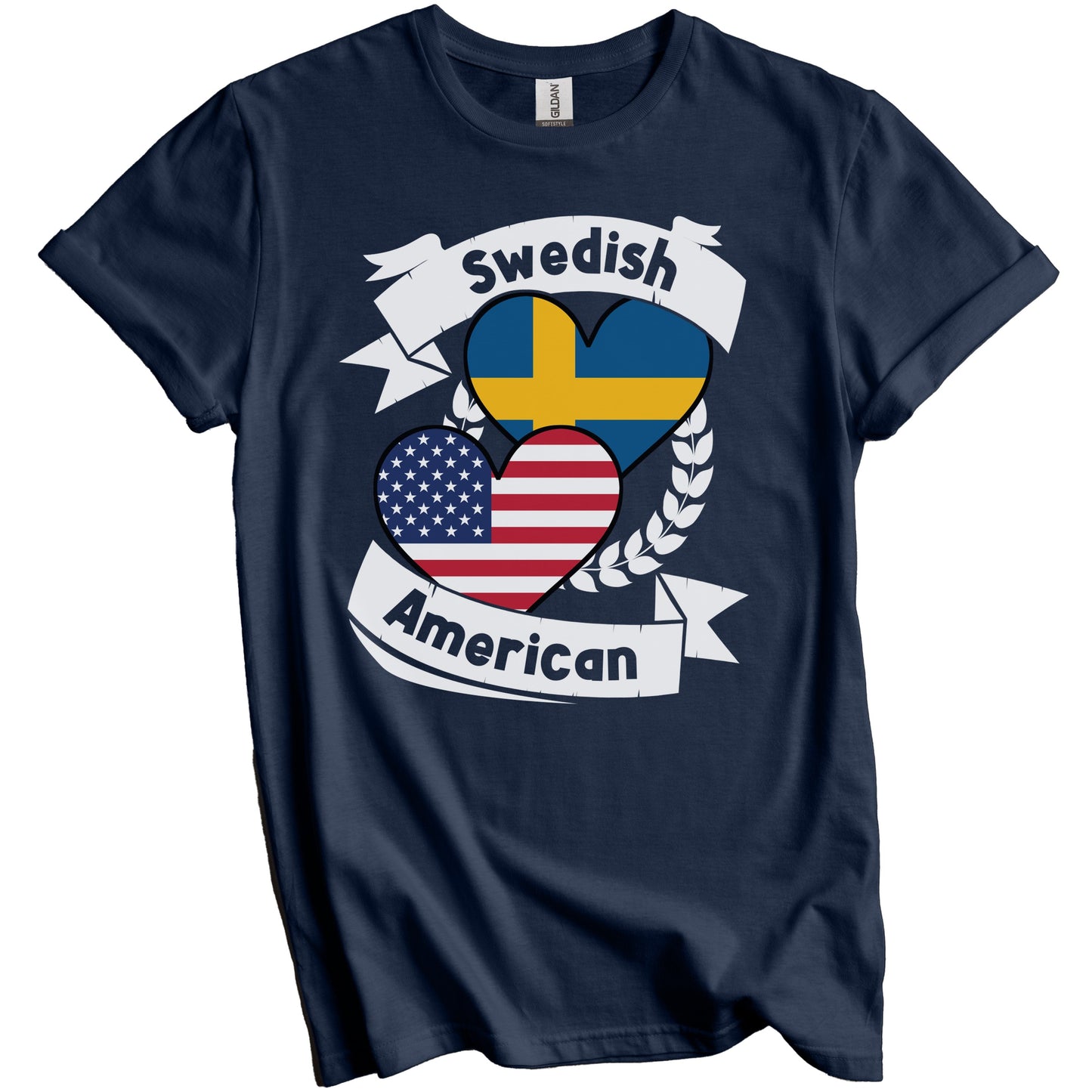 Swedish American Hearts USA Flag Sweden Flag T-Shirt