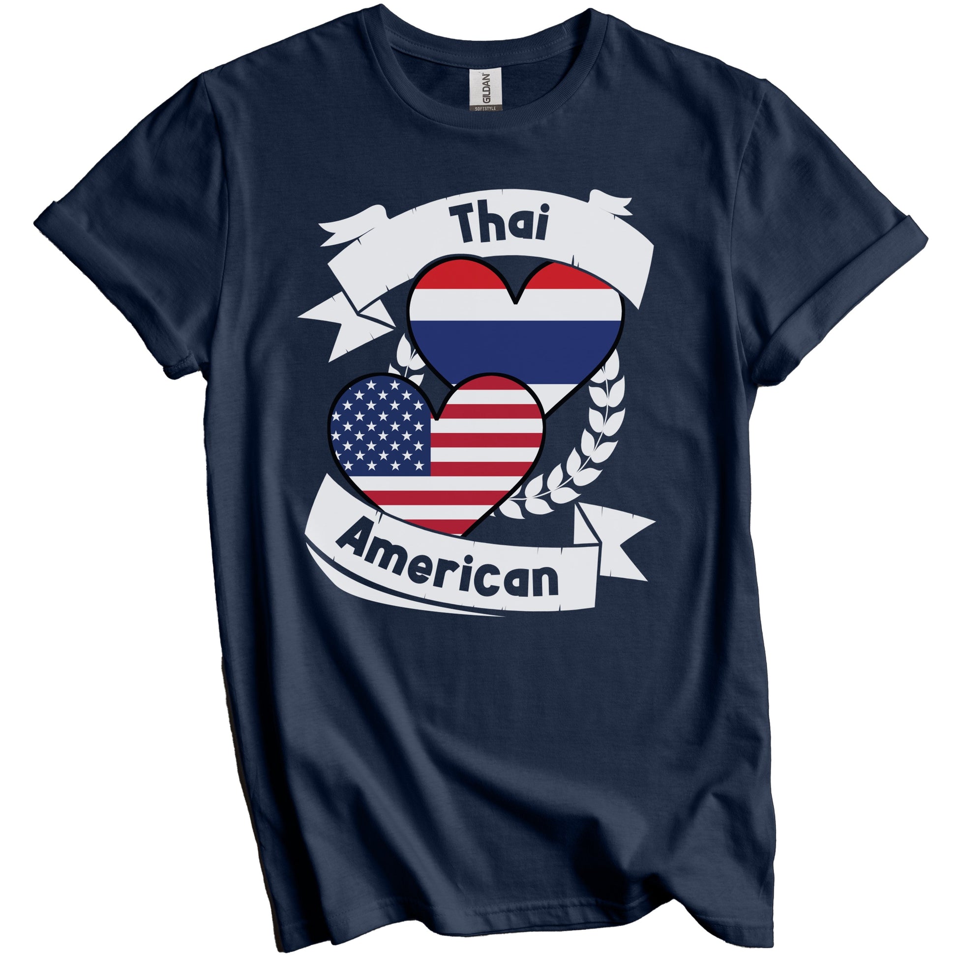 Thai American Hearts USA Flag Thailand Flag T-Shirt