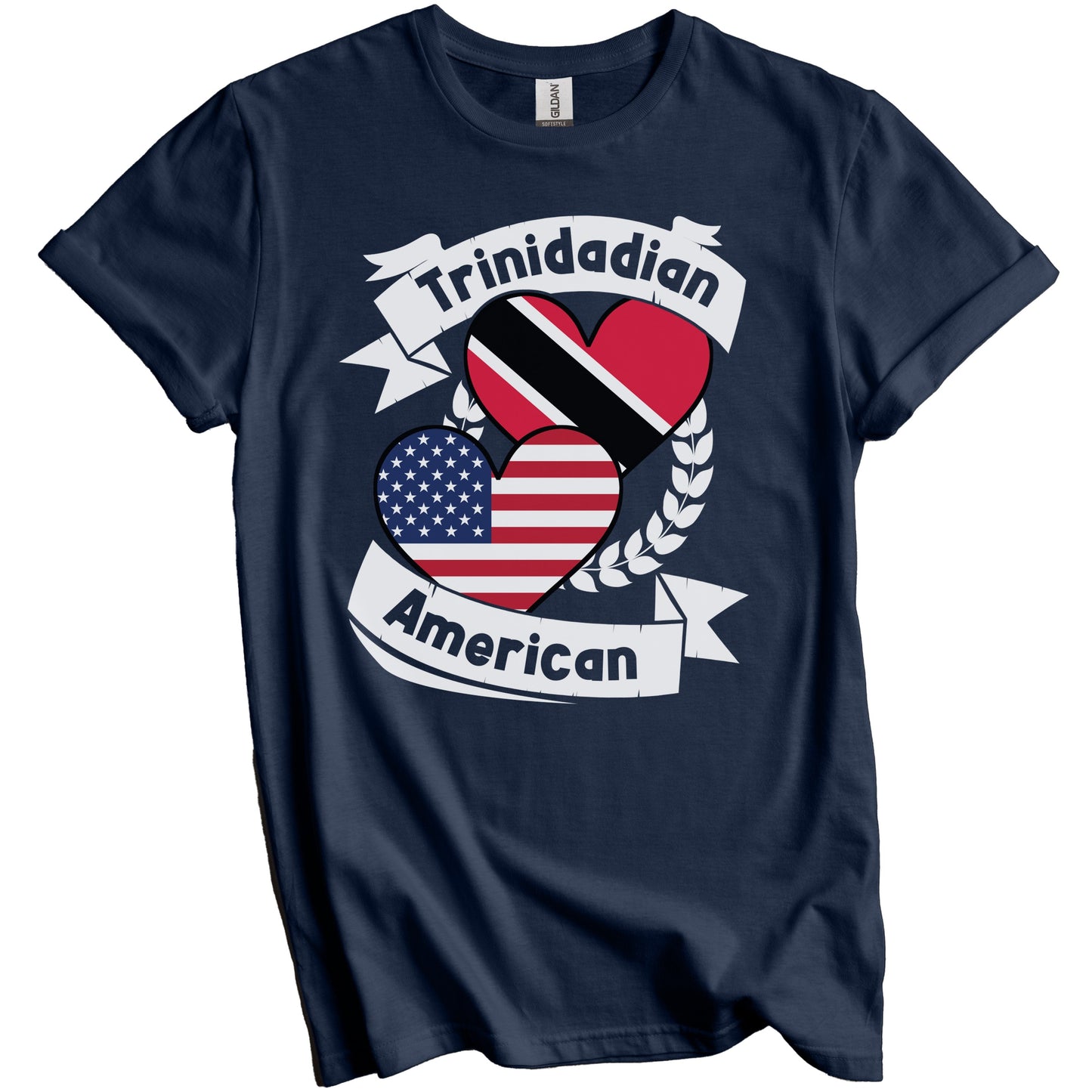 Trinidadian American Hearts USA Flag Trinidad Tobago Flag T-Shirt