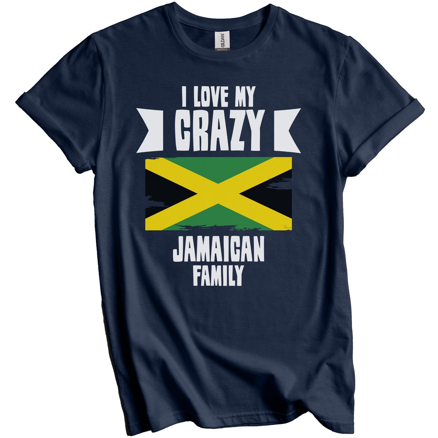 I Love My Crazy Jamaican Family Funny Jamaica Flag T-Shirt