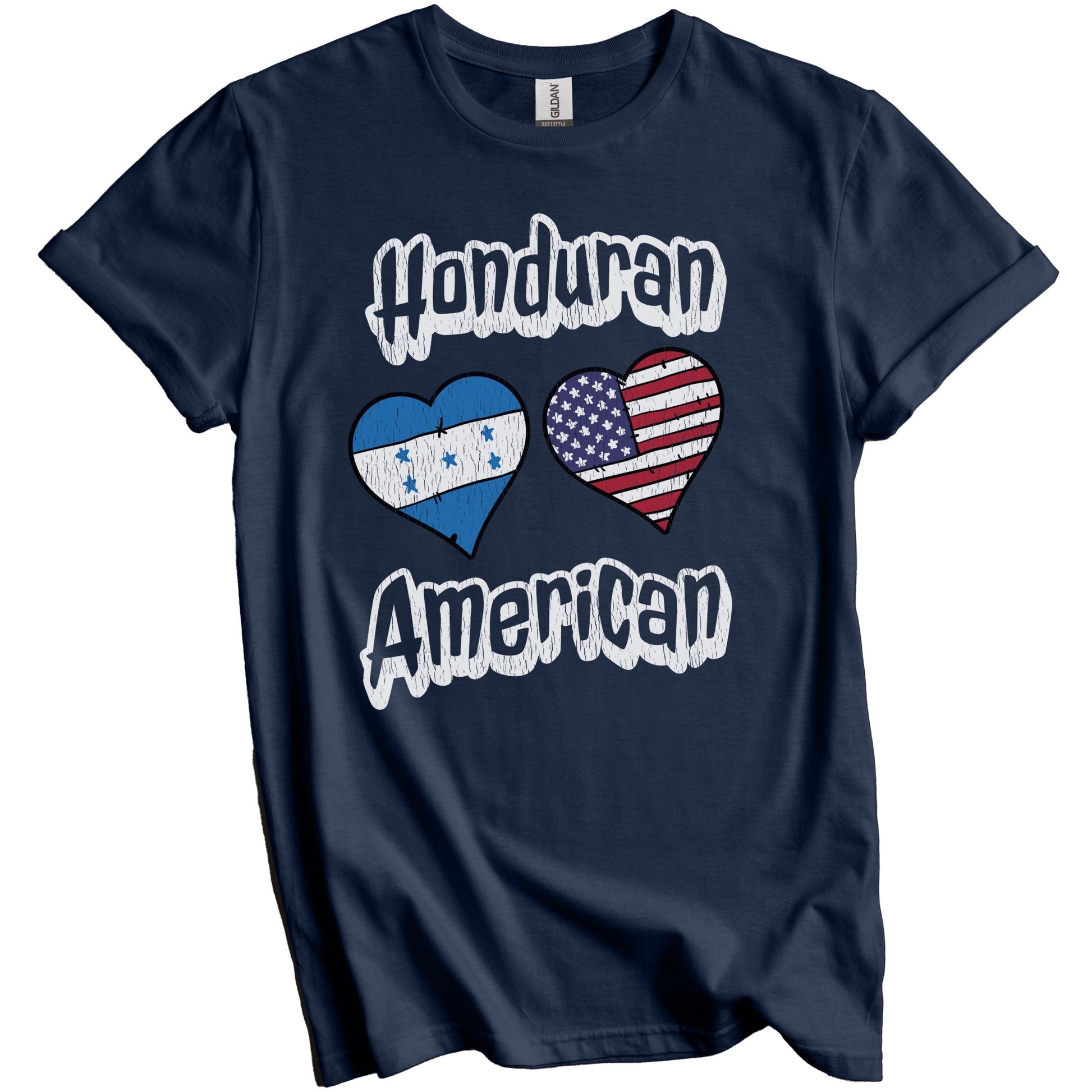 Honduran American Flag Hearts Combo Honduras Distressed T-Shirt