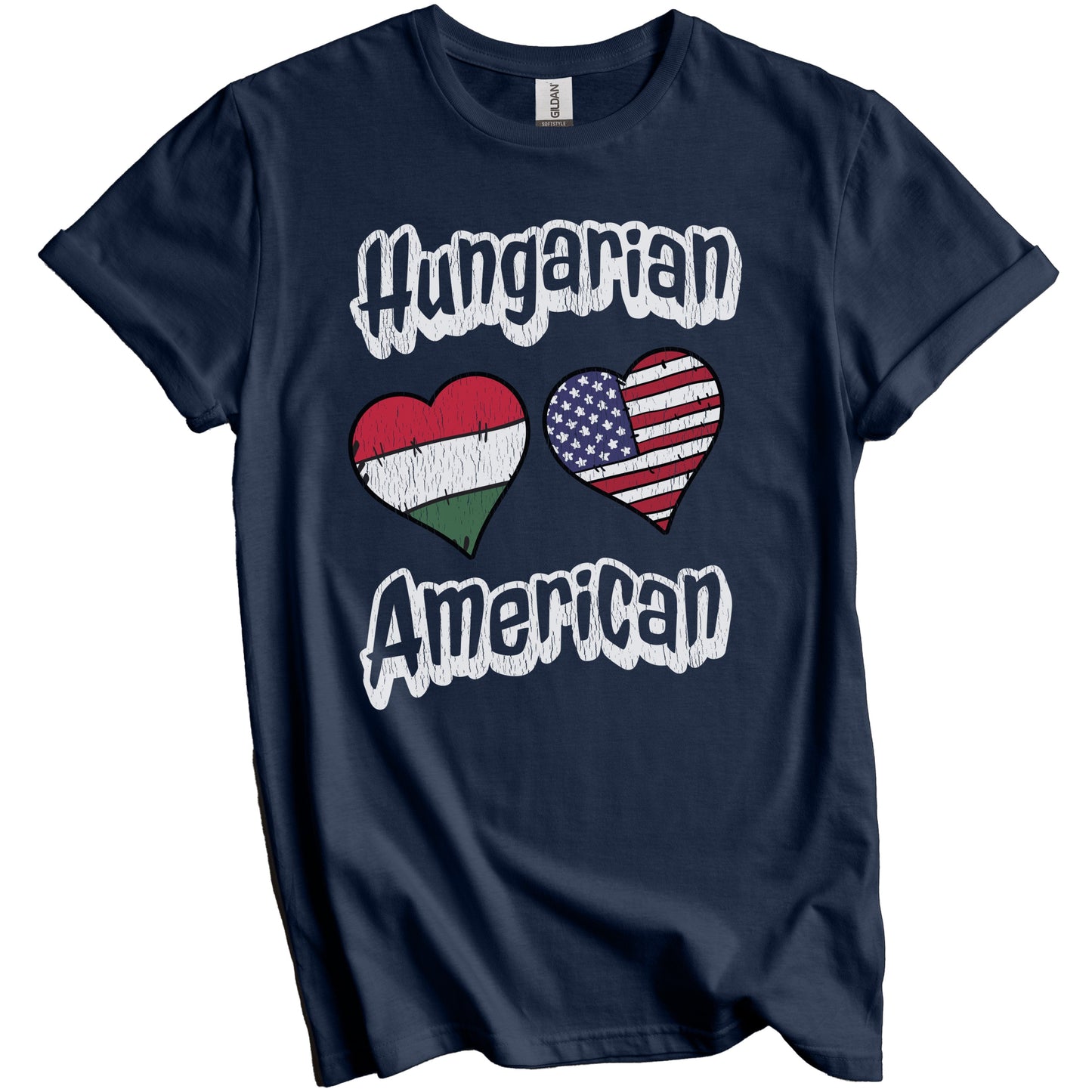Hungarian American Flag Hearts Combo Hungary Distressed T-Shirt